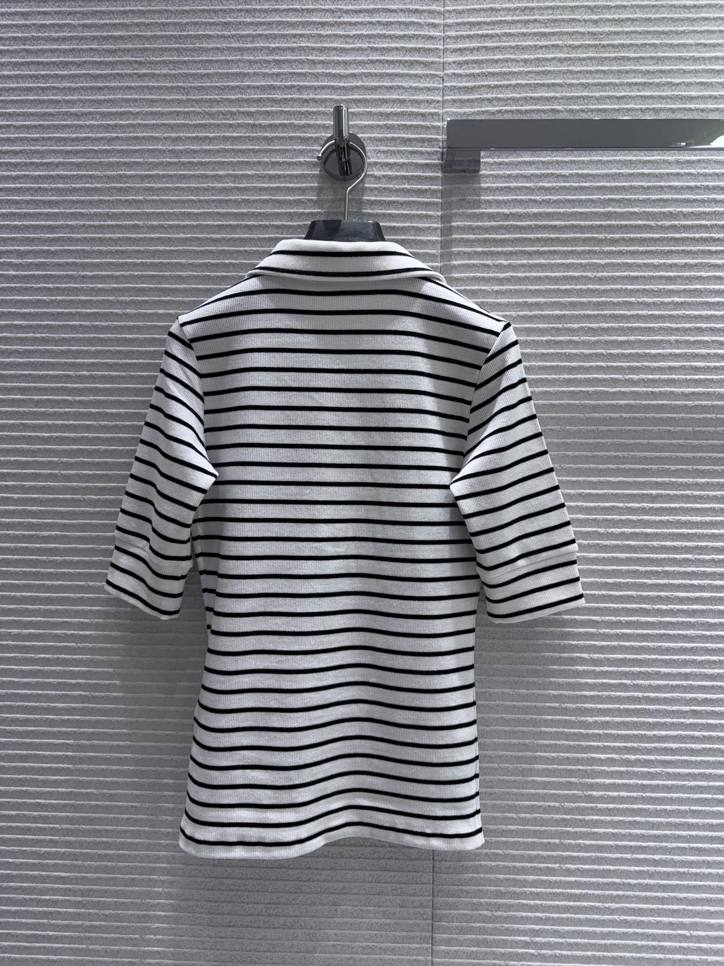 셀린느 스트라이프 래글런 3/4 소매 반팔 셔츠 상세 이미지 9