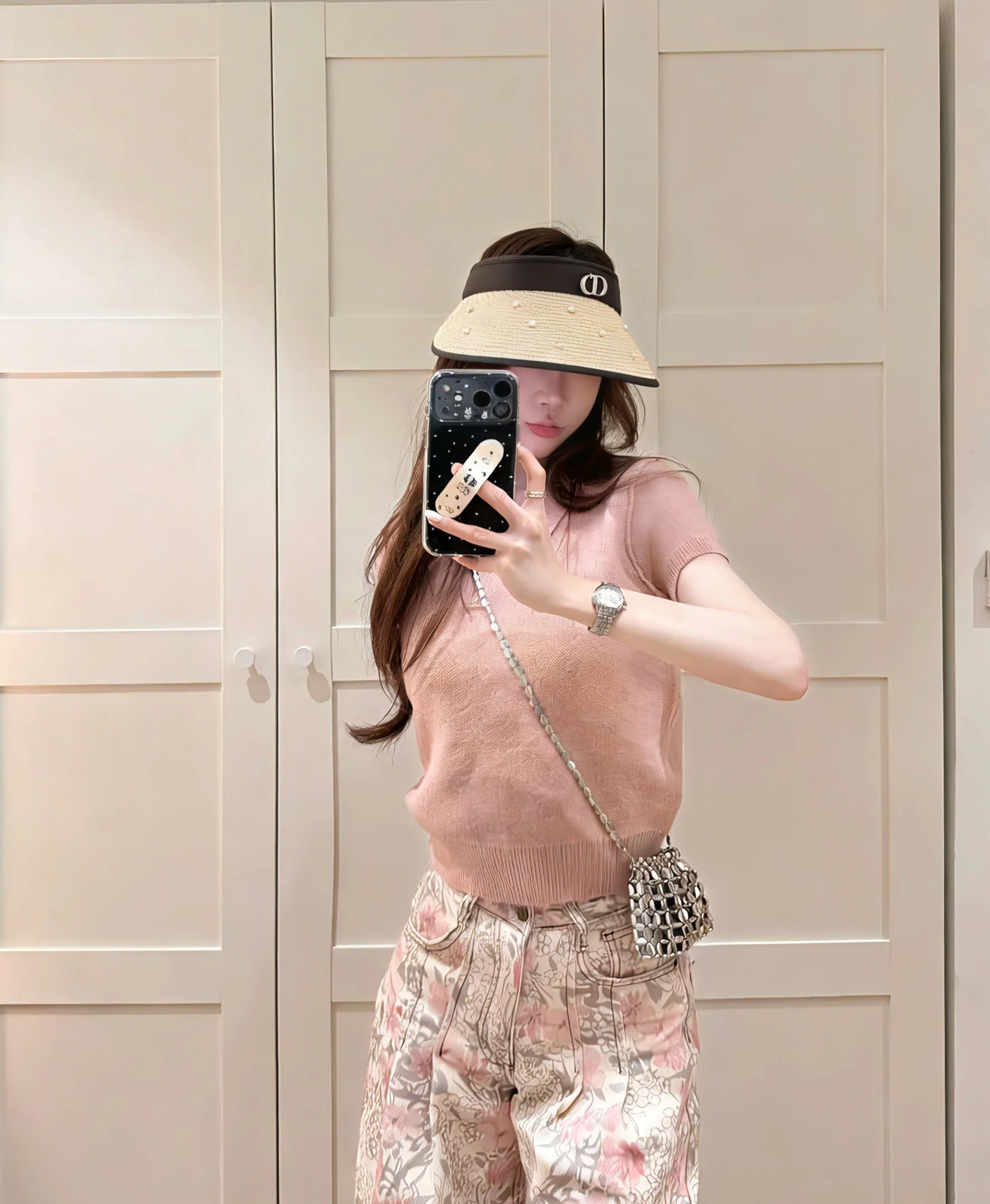 디올 진주 장식 선햇 모자 상세 이미지 2