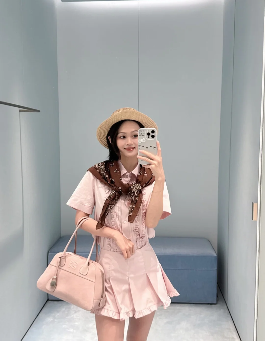 미우미우 프릴 크롭 반팔 셔츠 상세 이미지 7