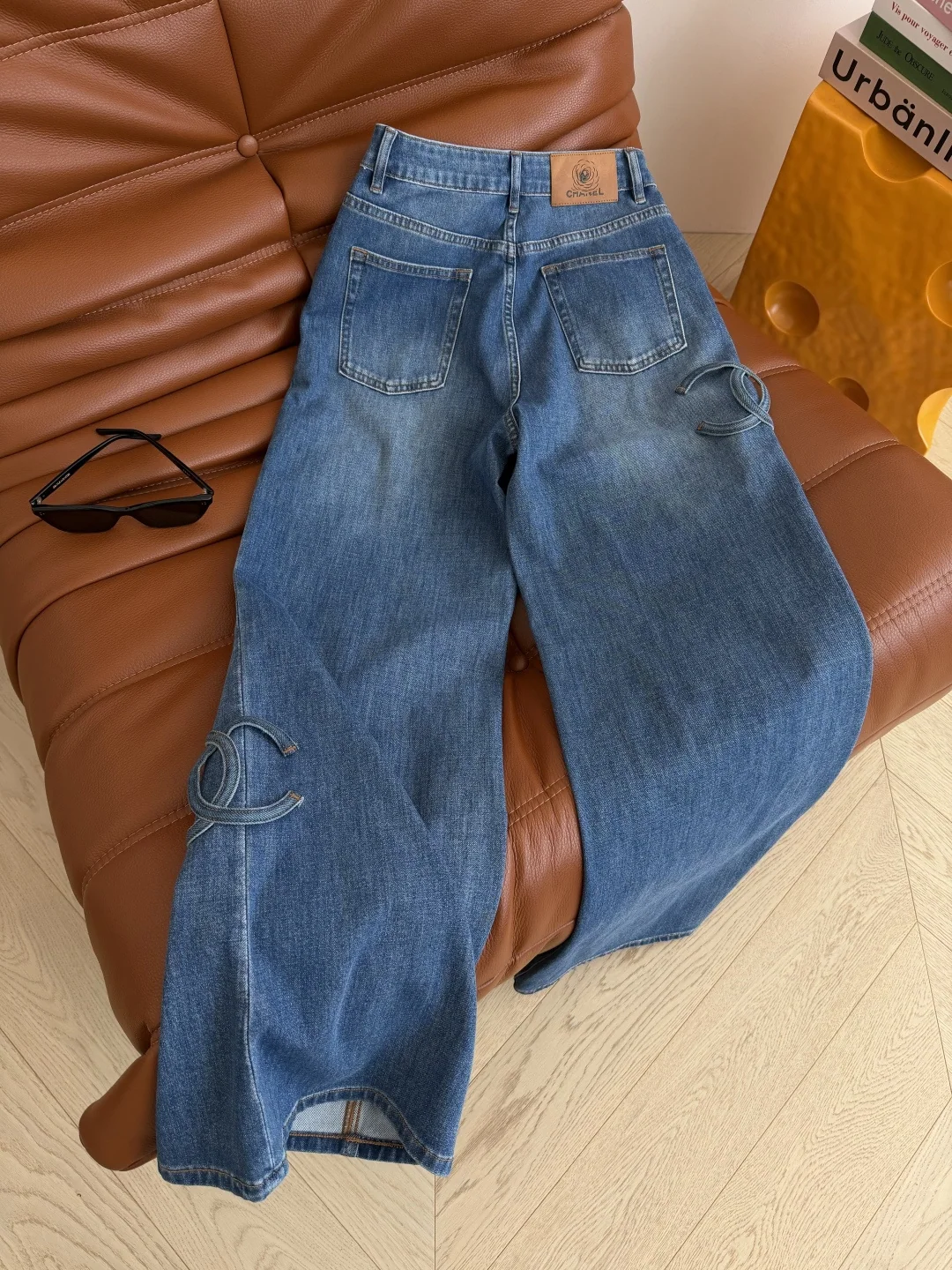 샤넬 더블 C 장식 하이웨스트 데님 바지 상세 이미지 8