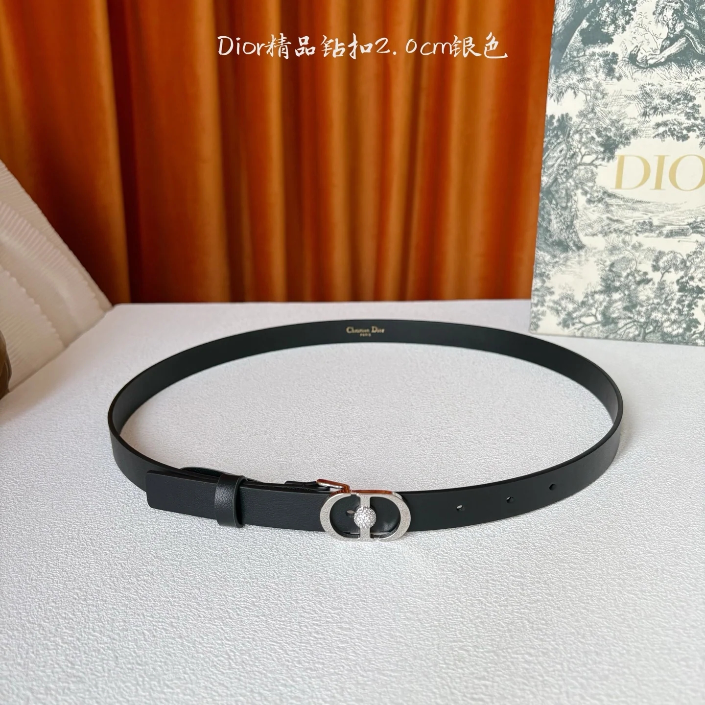 디올 다이아몬드 장식 가죽 벨트 상세 이미지 5