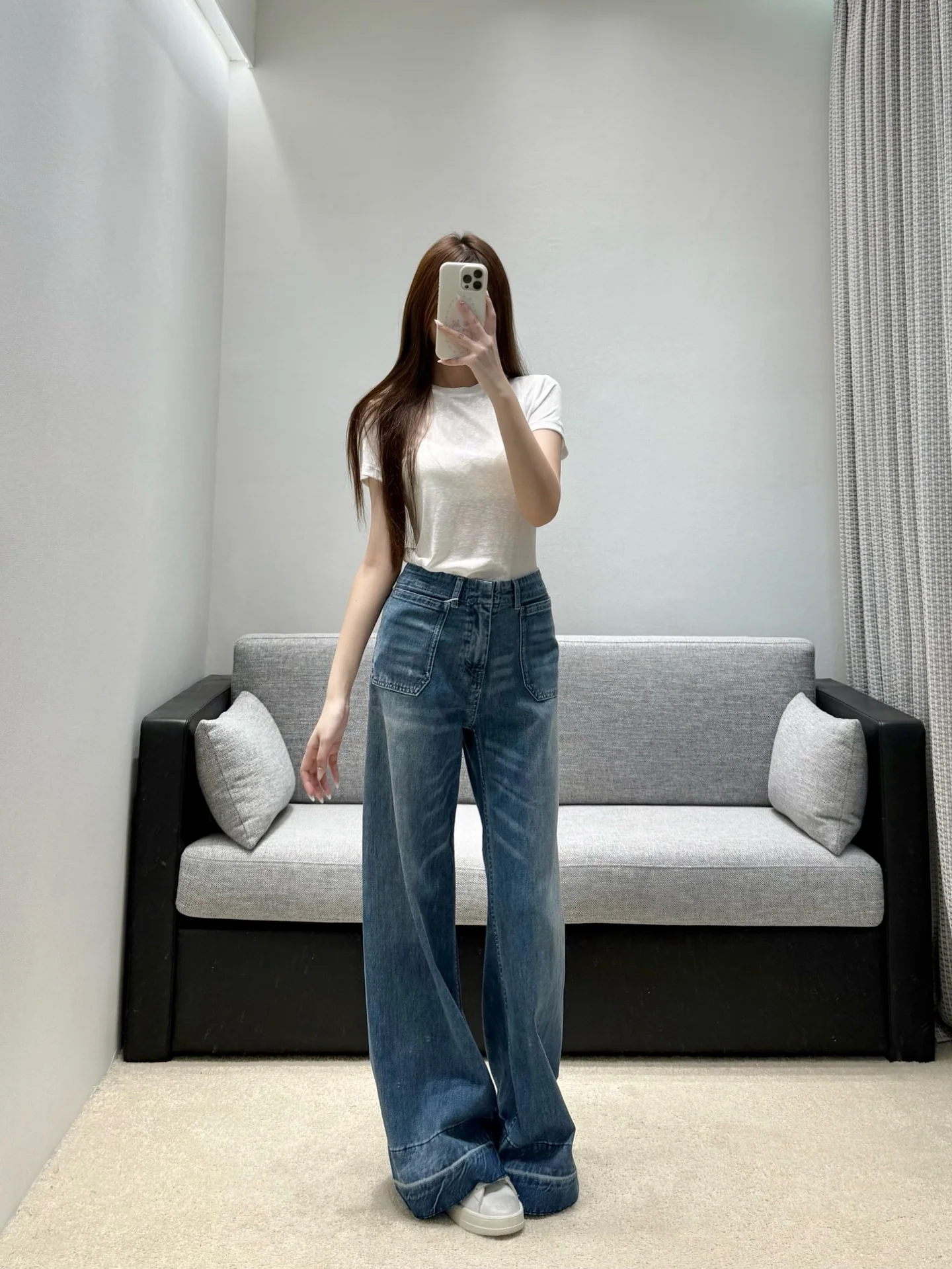 셀린느 와이드 레그 하이웨이스트 여성 바지 상세 이미지 5