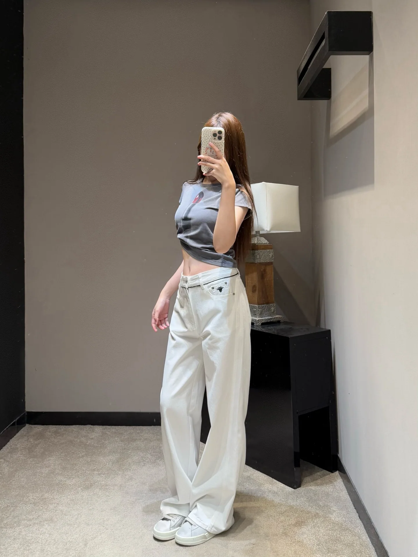 디올 와이드 레그 하이웨스트 데님 바지 상세 이미지 9