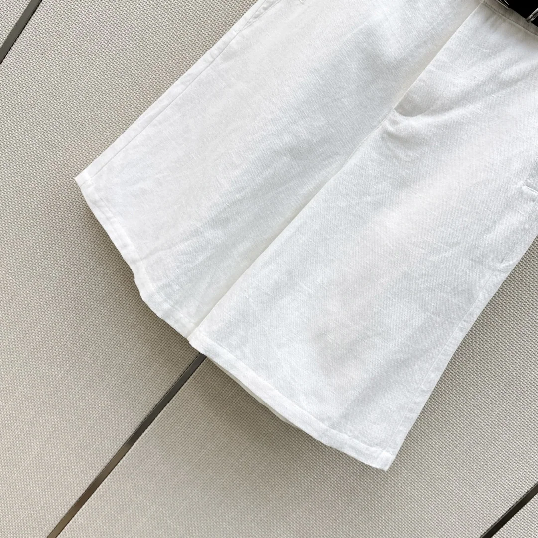 폴로 린넨 미들 길이 여성 반바지 벨트 디테일 상세 이미지 6