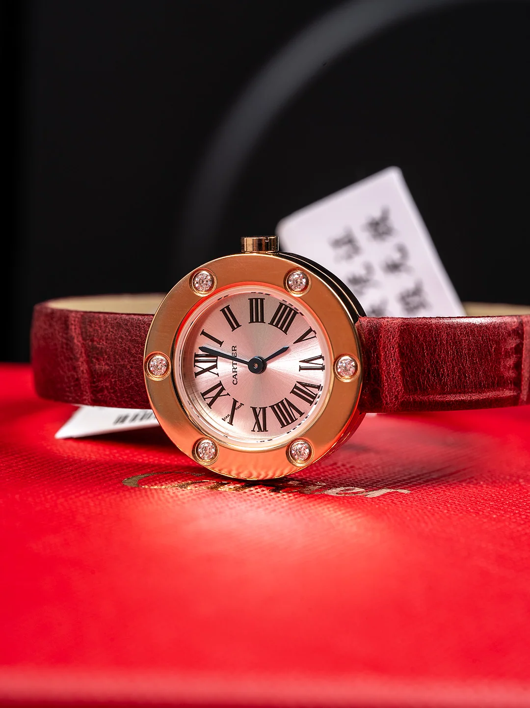 까르띠에 시계 쿼츠 무브먼트 다이아 로즈골드 블루 스틸밴드 가죽스트랩 레플리카 42876 Cartier 상세 이미지 5