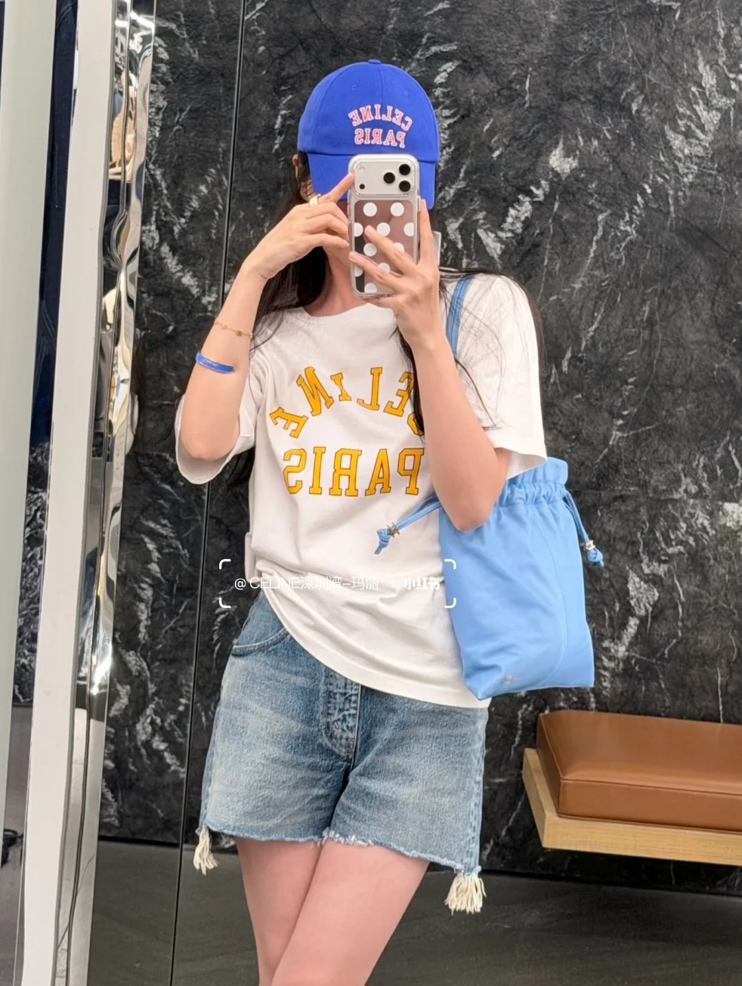 셀린느 컬러 블록 문자 프린트 반팔 티셔츠 상세 이미지 2