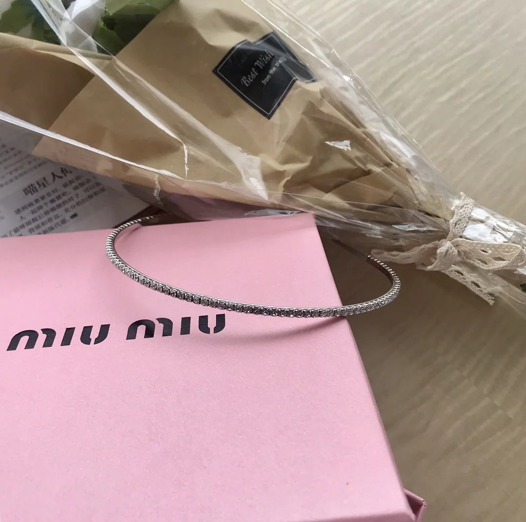 미우미우 크리스탈 라인스톤 헤어타이 상세 이미지 4