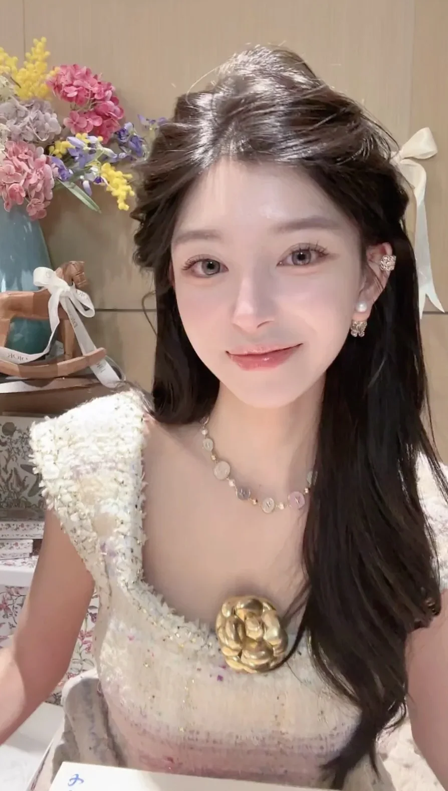 디올 컬러 레진 마카롱 펄 장식 목걸이 상세 이미지 3