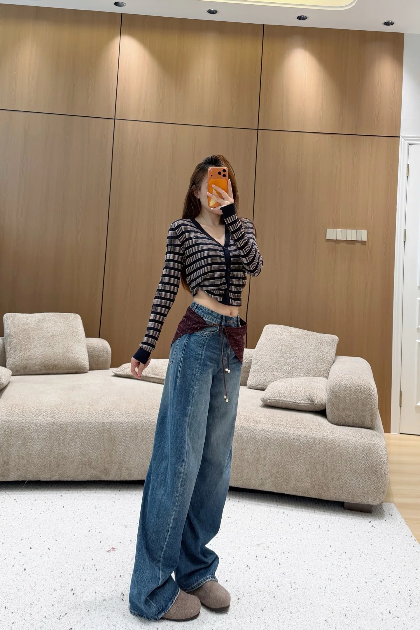 아크네스튜디오 스카프 허리띠 레트로 여성 청바지 156692