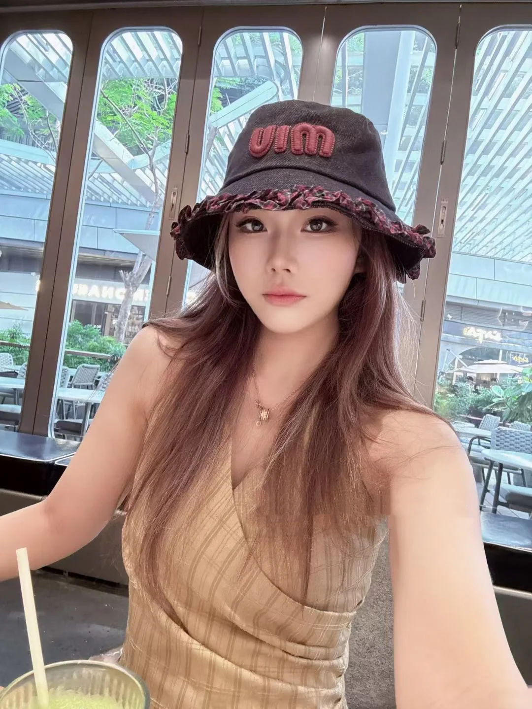 미우미우 데님 레이스 버킷햇 상세 이미지 1