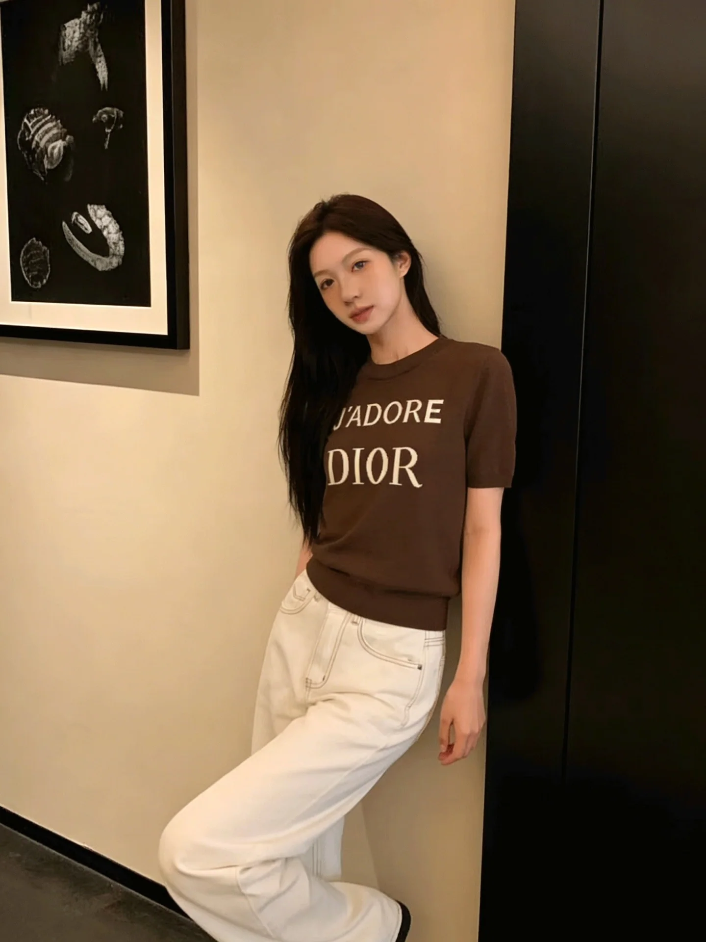 디올 플라워 프린트 니트 반팔 티셔츠 상세 이미지 1