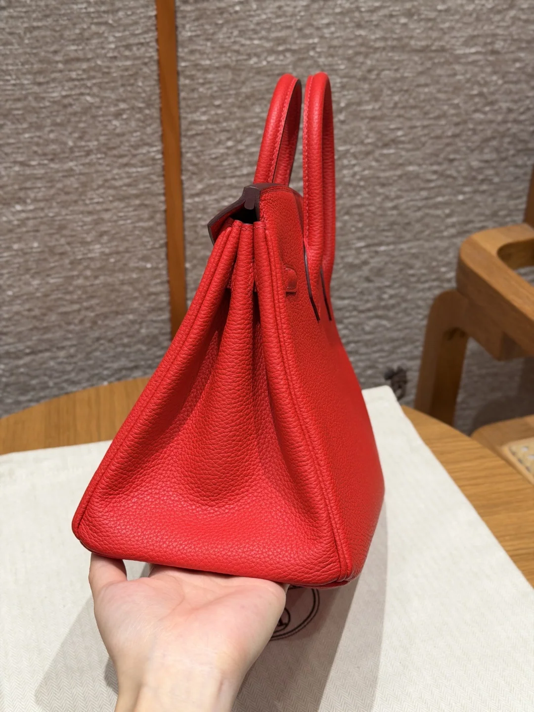 에르메스 버킨 25 레드 토고 가죽 가방 상세 이미지 3