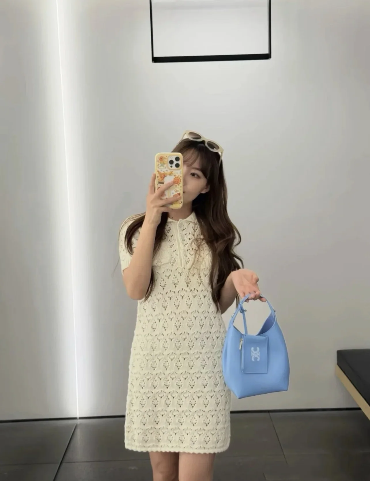 셀린느 시스루 니트 반소매 미들 원피스 상세 이미지 7