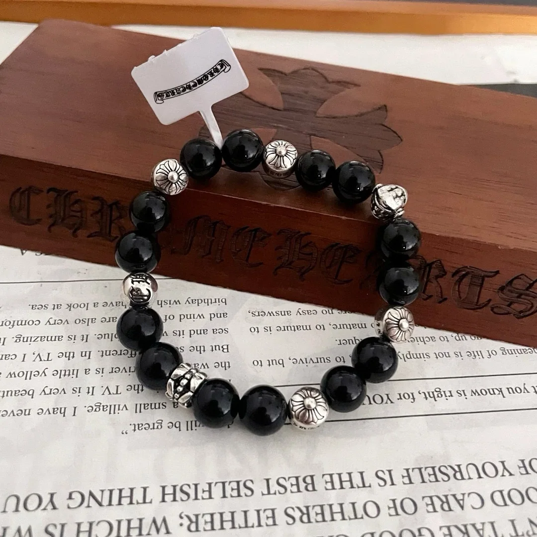 크롬하츠 블랙 아게이트 비즈 크로스 팔찌 상세 이미지 9