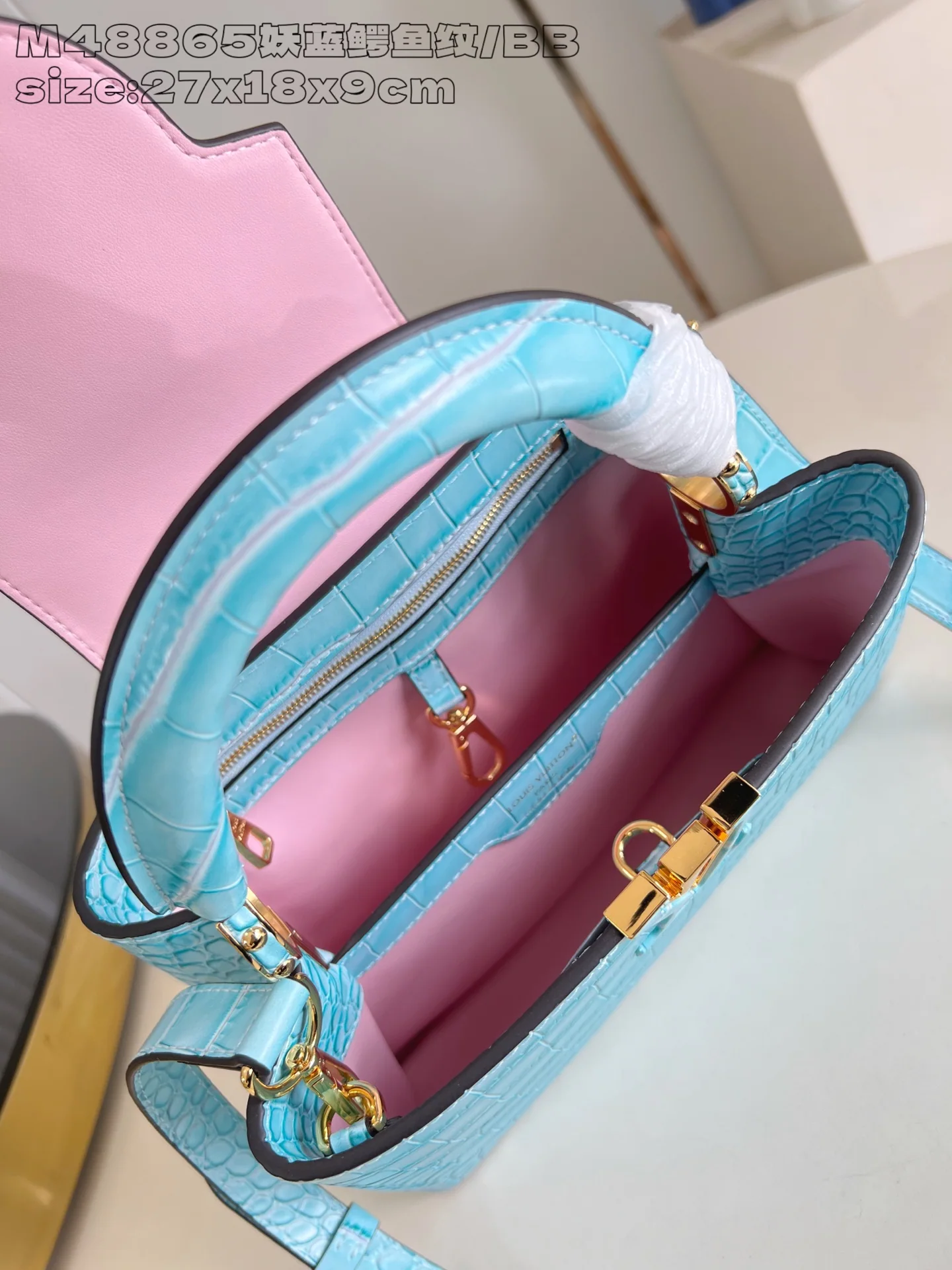 루이비통 M48865 블루 카푸신 핸드백 BB 스몰 상세 이미지 8