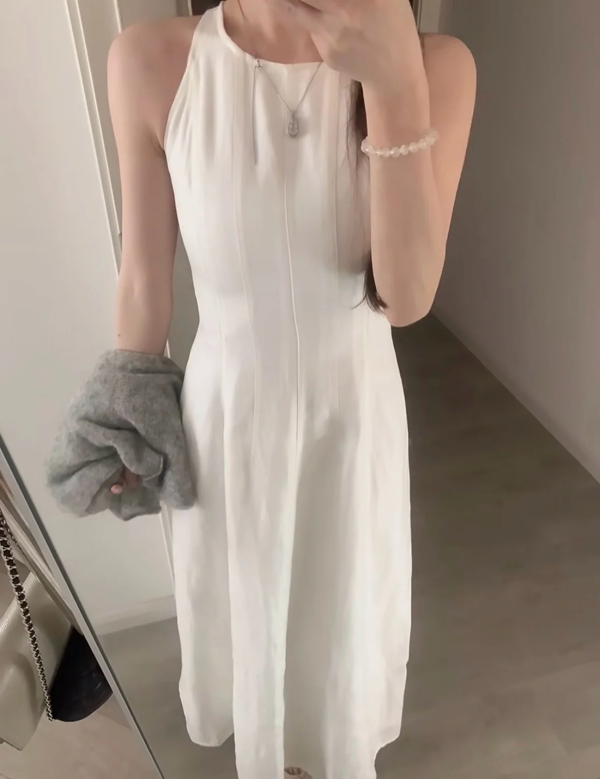 브루넬로쿠치넬리 화이트 린넨 민소매 맥시 원피스 상세 이미지 8