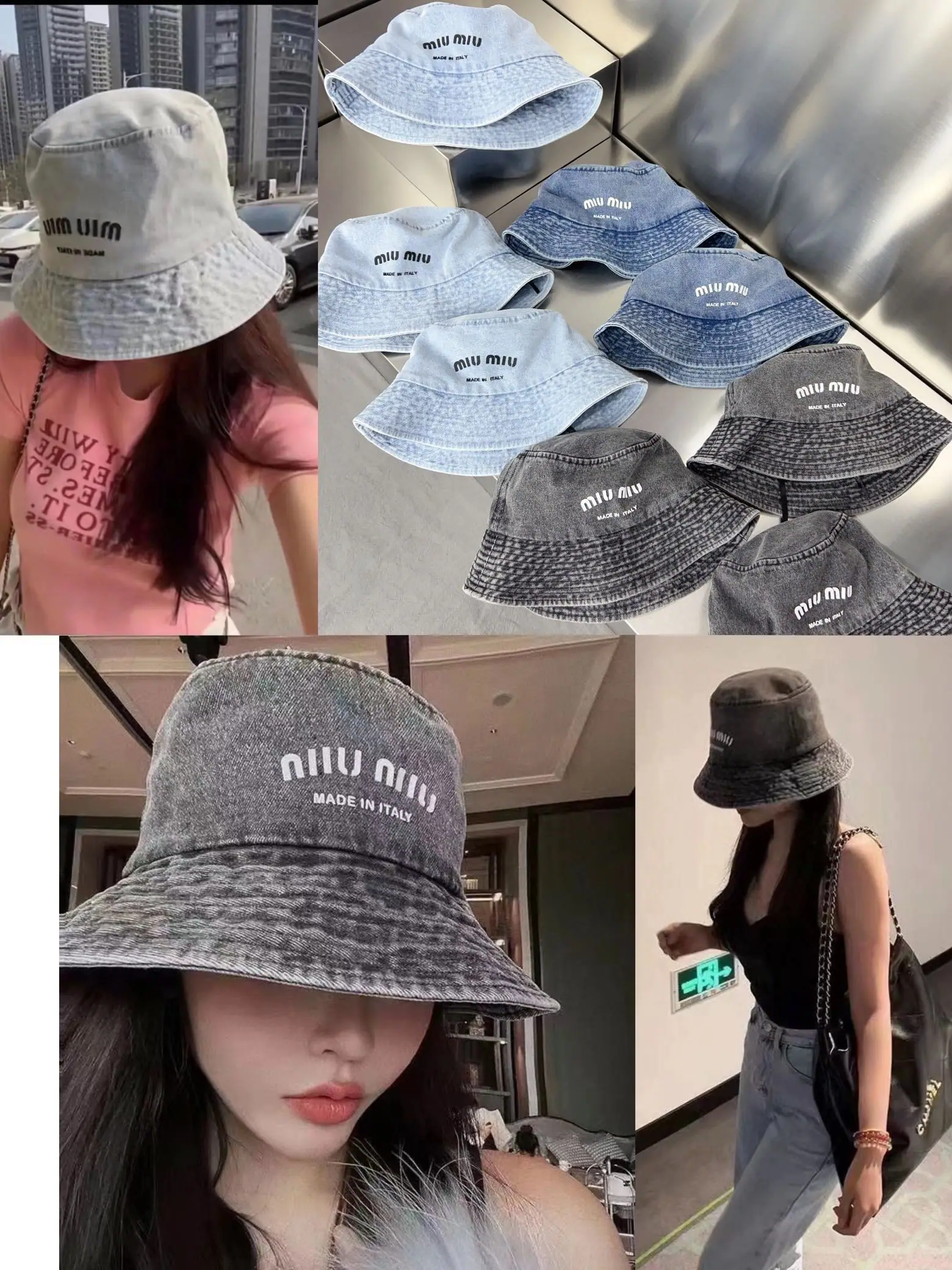 미우미우 데님 버킷햇 상세 이미지 1