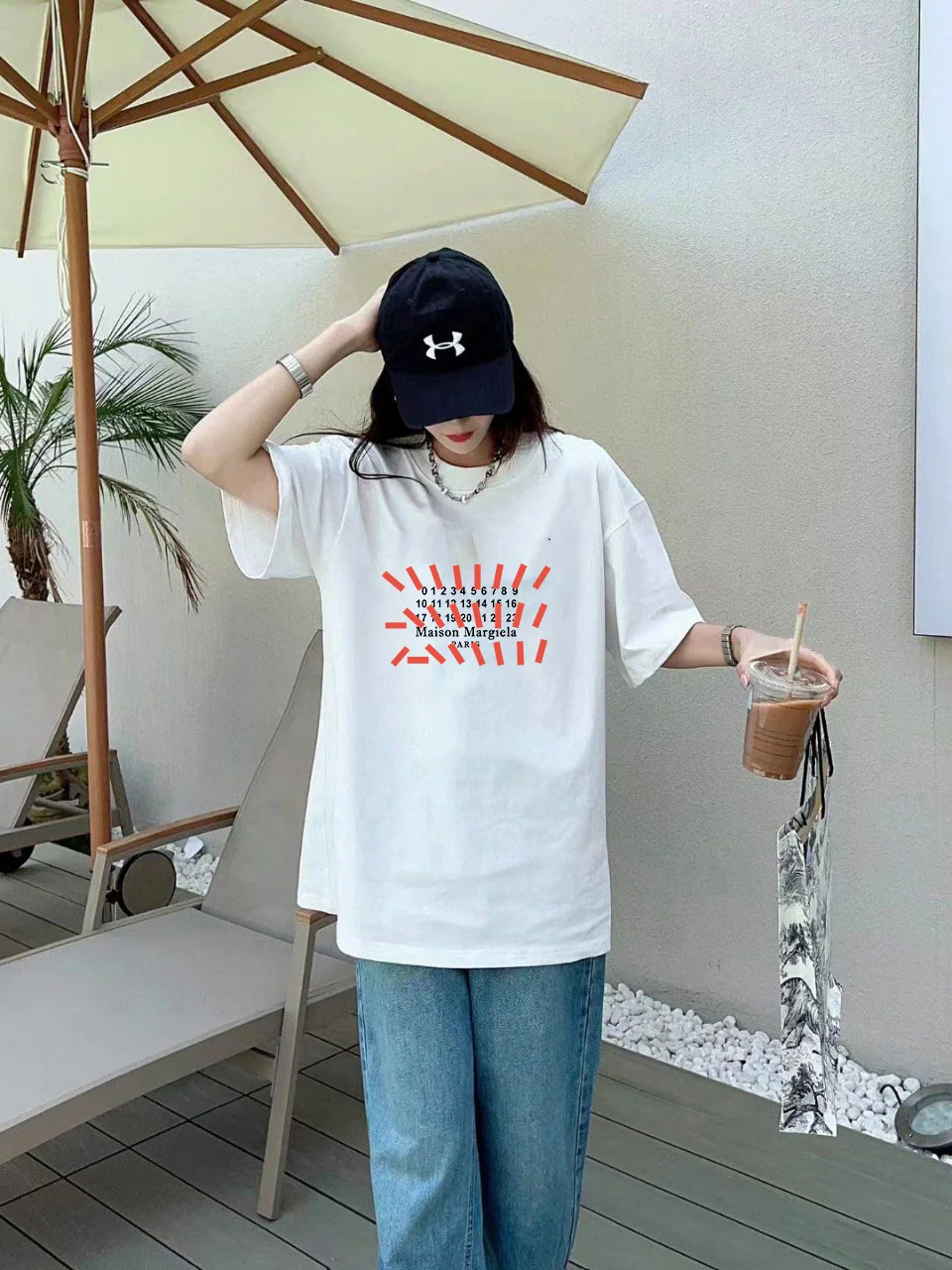 마르지엘라 로고 프린트 여성 면 크루넥 반팔 티셔츠 상세 이미지 9