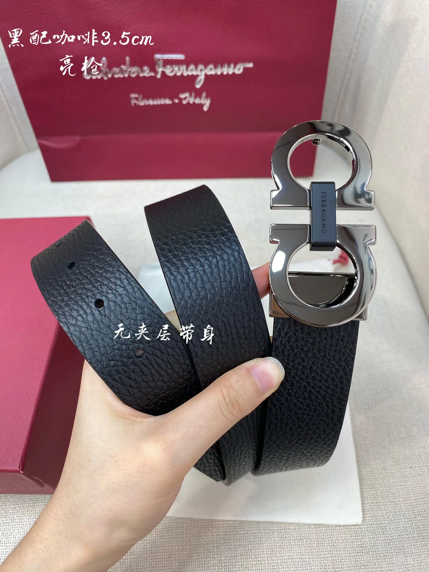 페레가모 천연 가죽 남성 벨트 3.5 CM202500320 상세 이미지 2