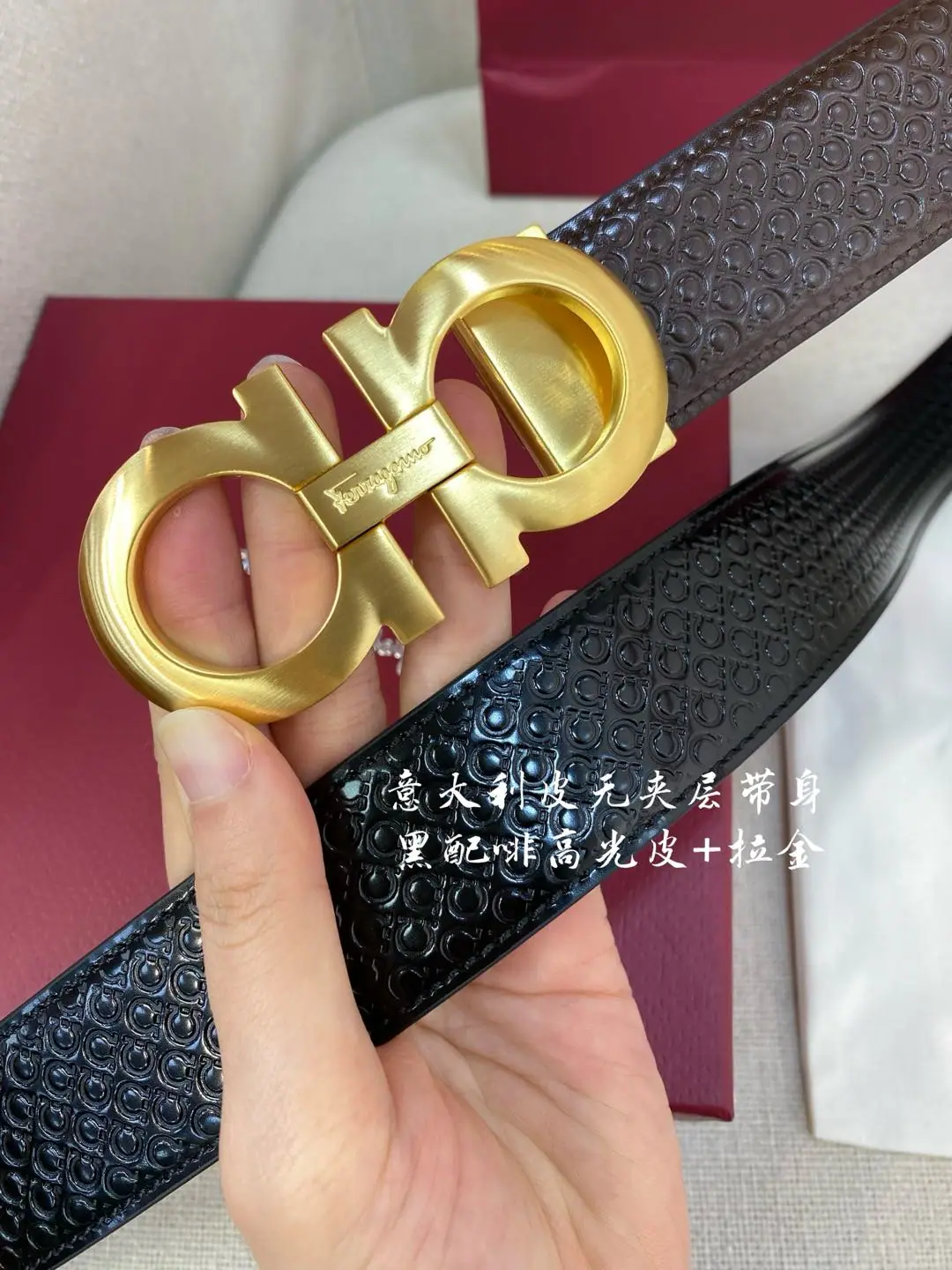 페레가모 천연 가죽 벨트 3.5 CM202500320 상세 이미지 2