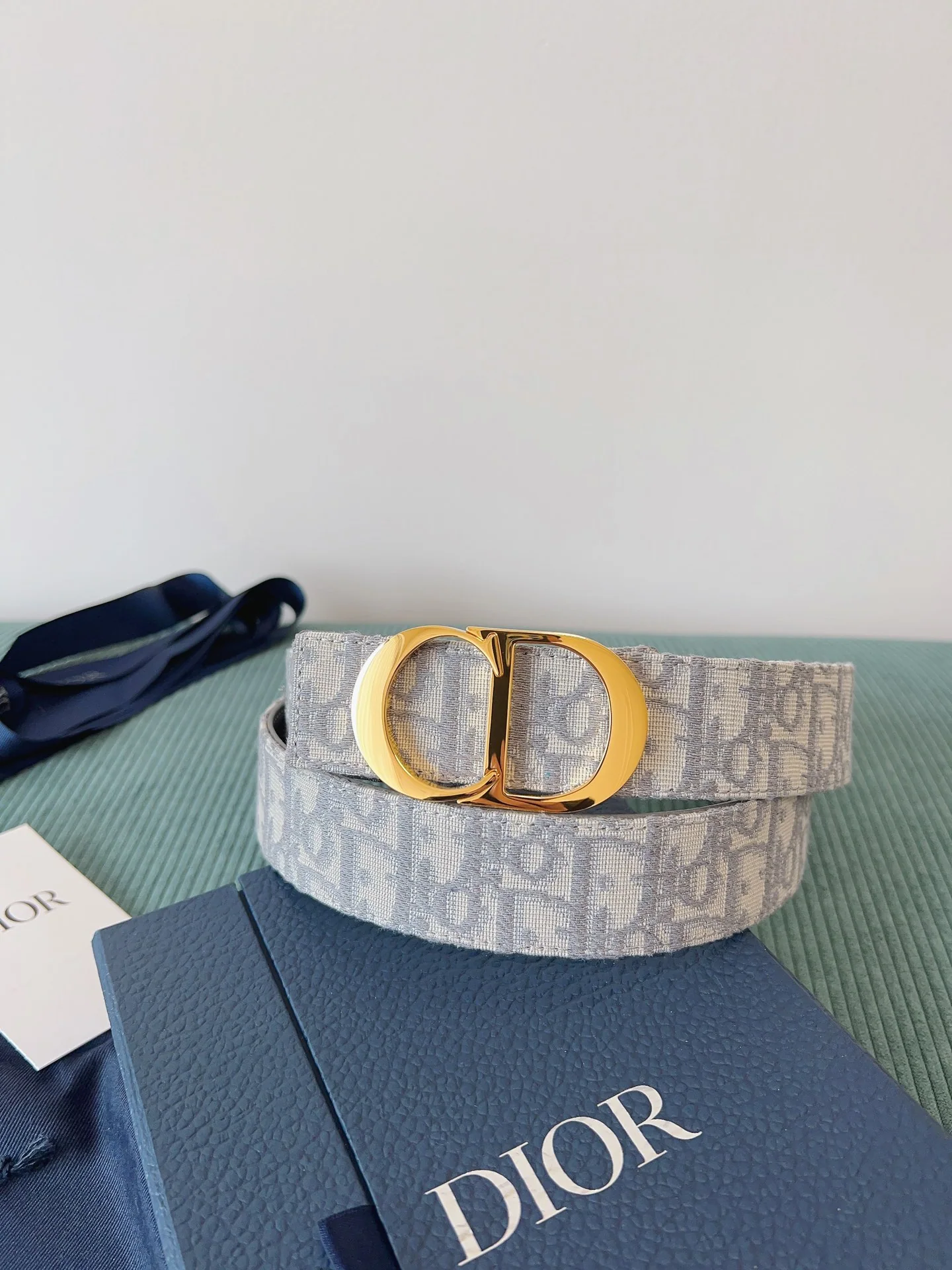 디올 밀크쉐이크 화이트 캔버스 가죽 벨트 상세 이미지 4