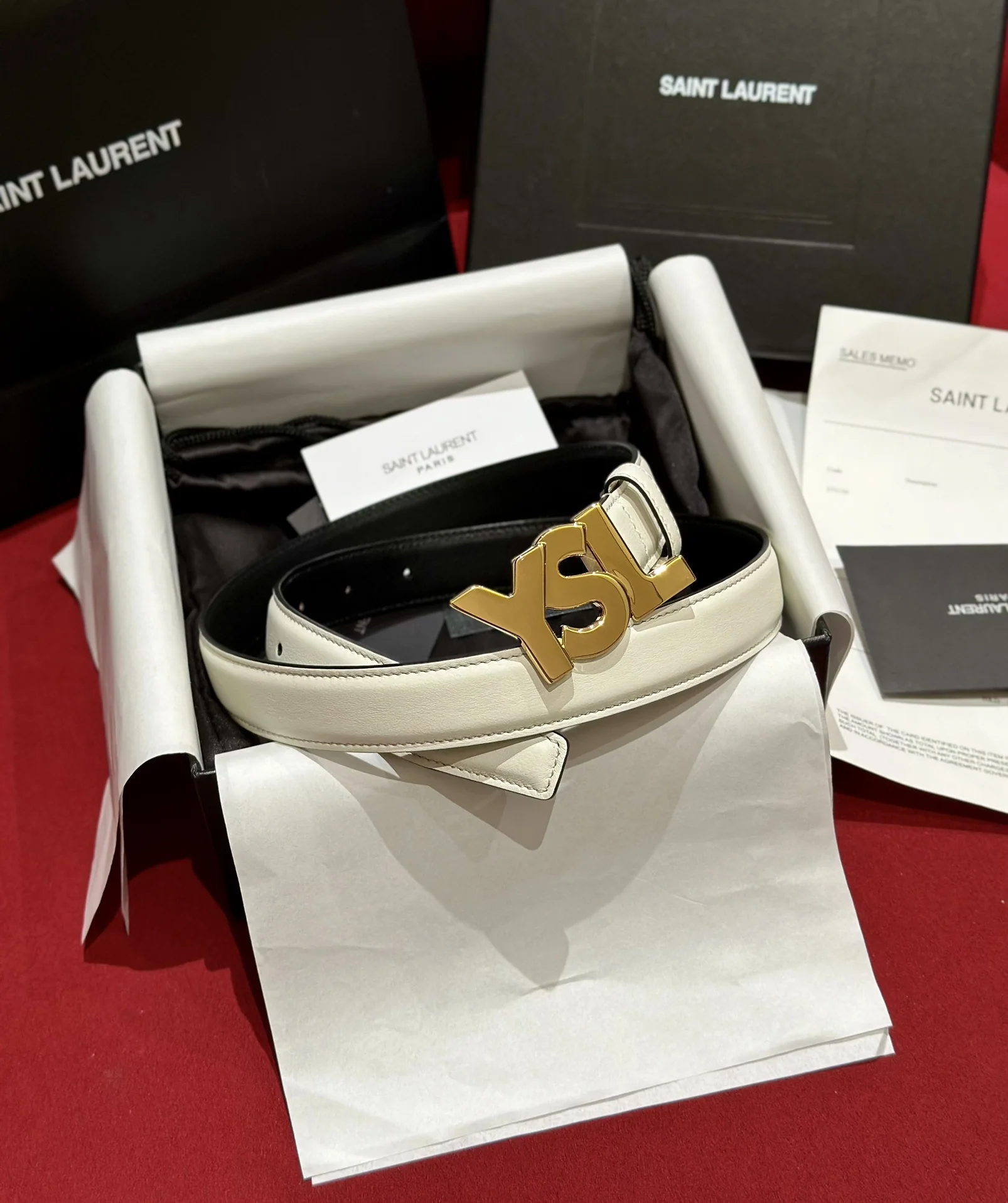 생로랑 YSL 금장 양면 송아지가죽 벨트 174489