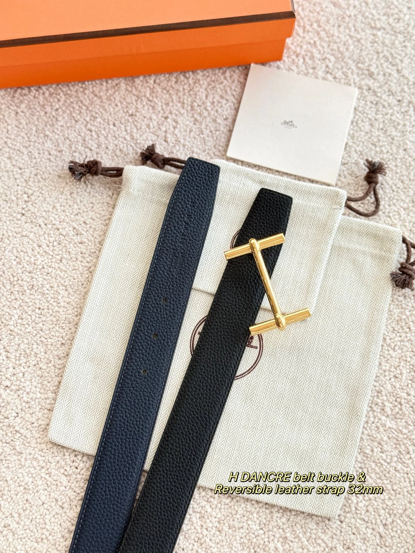 에르메스 H Dancre 양면 토고 가죽 벨트 상세 이미지 1