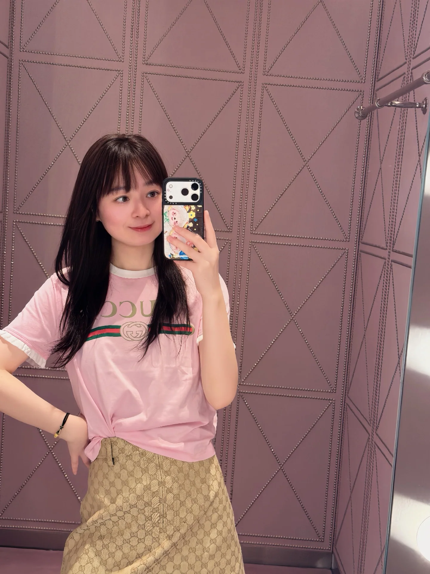 구찌 프린트 프릴 크루넥 반팔 티셔츠 상세 이미지 6