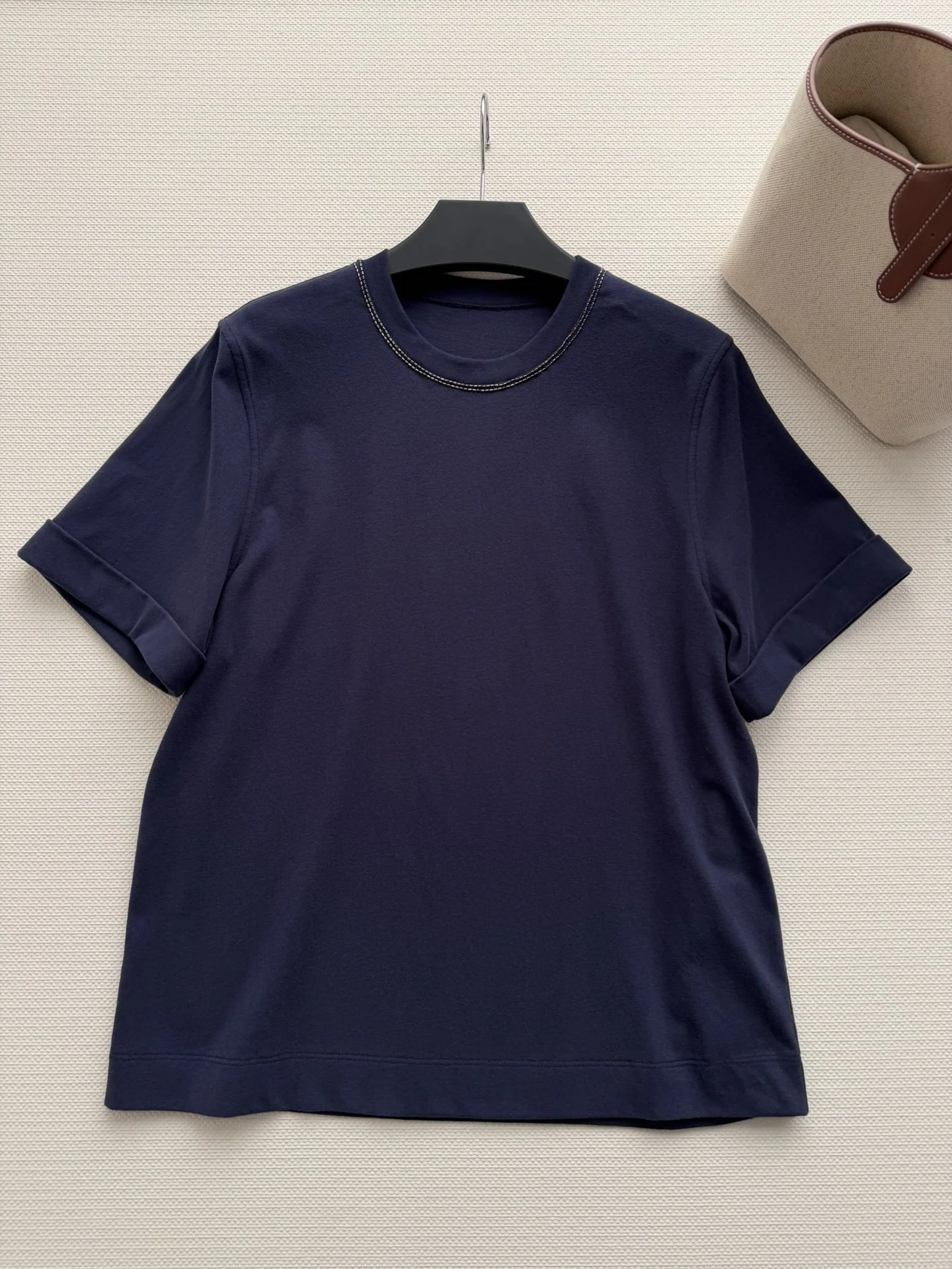브루넬로쿠치넬리 오버핏 크루넥 코튼 반팔 티셔츠 상세 이미지 3