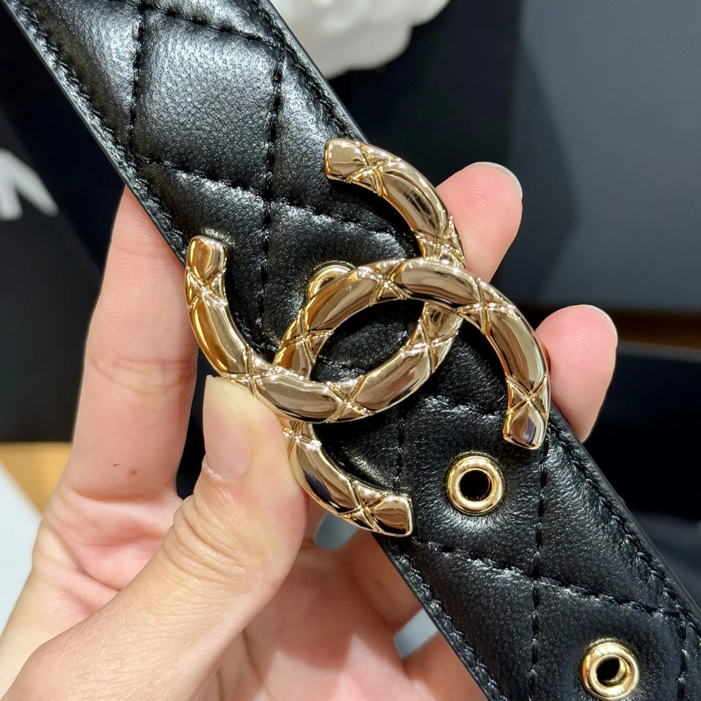 샤넬 램스킨 골드 더블 C 벨트 상세 이미지 5