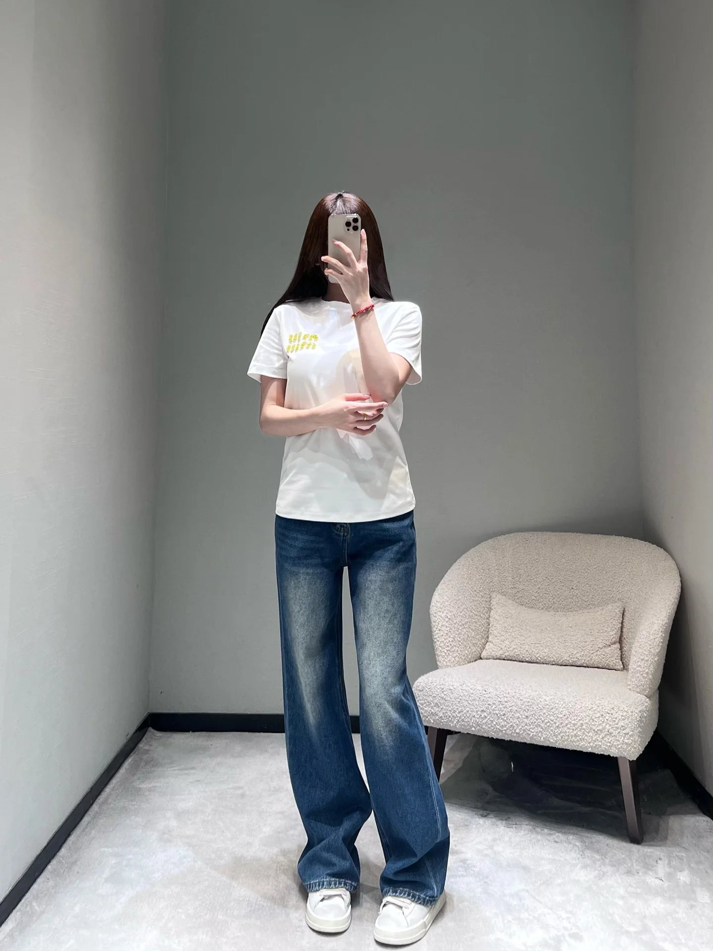 미우미우 레터 라인스톤 반팔 티셔츠 26 SS 상세 이미지 4