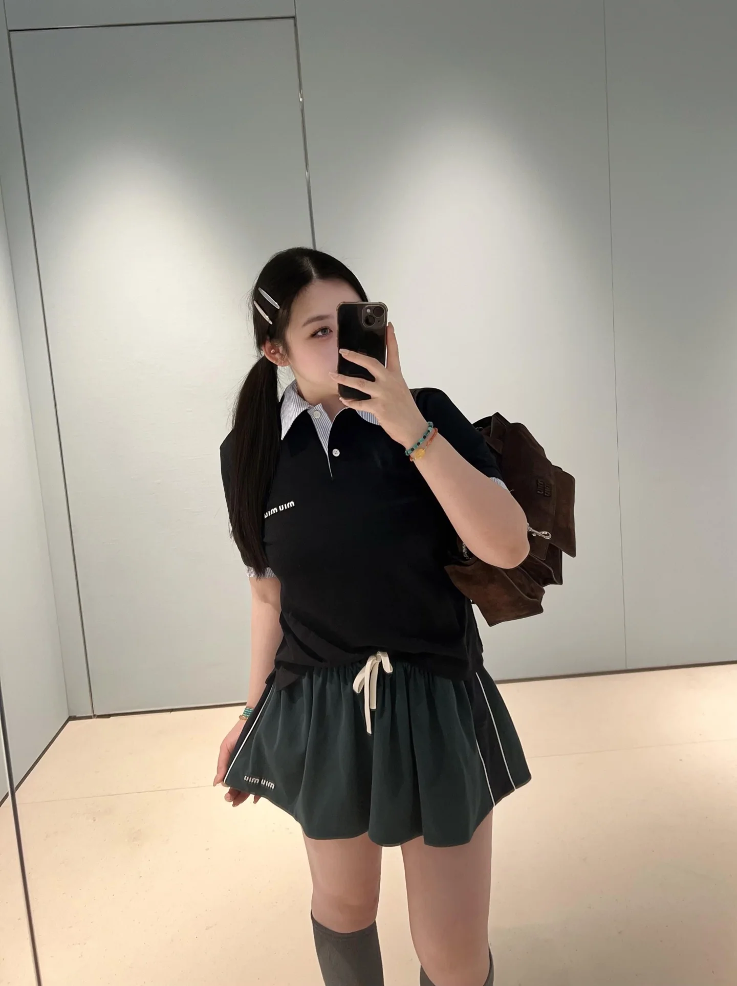미우미우 컬러블록 카라 반팔 티셔츠 26 SS 상세 이미지 1