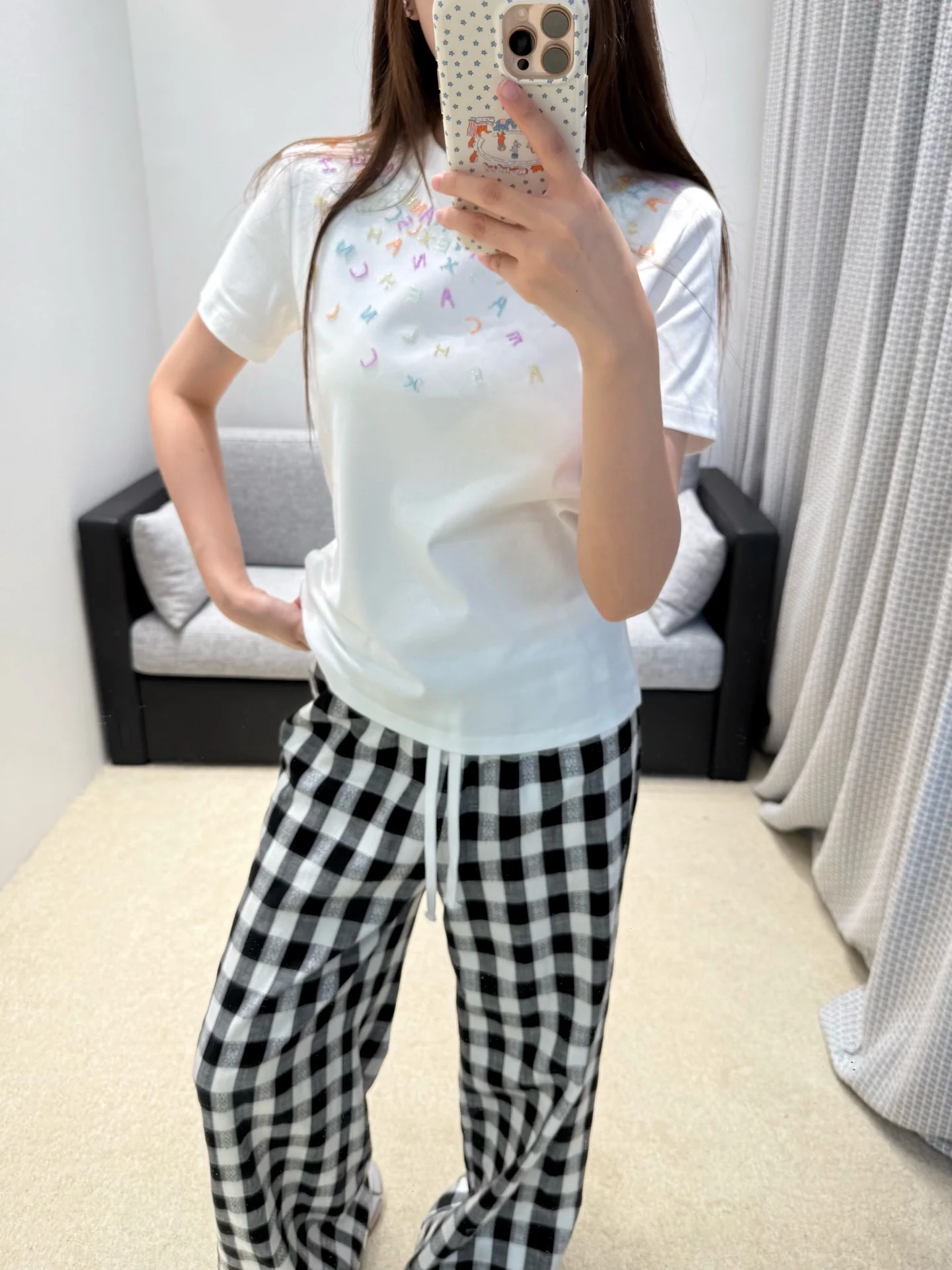 샤넬 여성 자수 반팔 티셔츠 상세 이미지 8