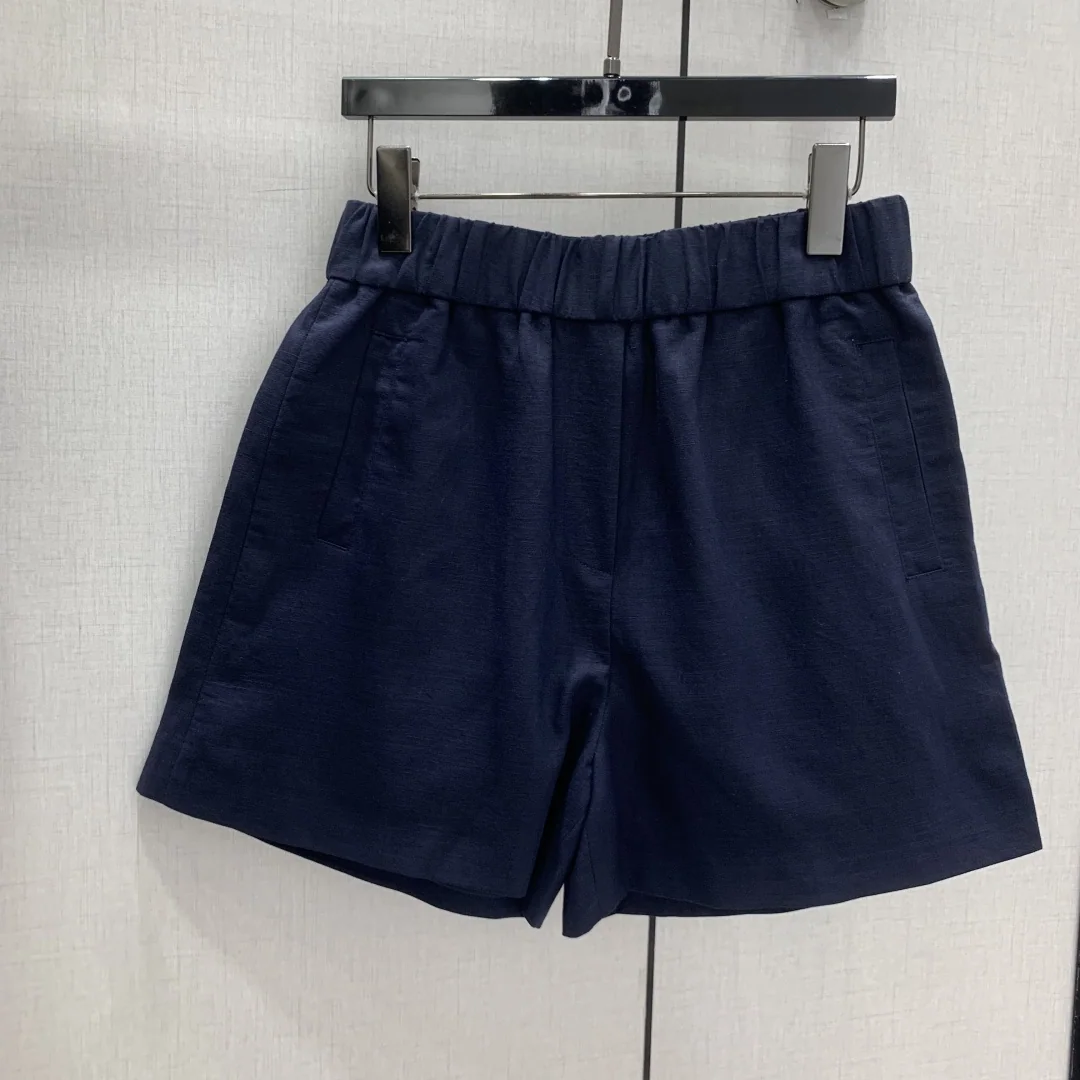 로로피아나 빈티지풍 스탠드카라 베스트 세트 반바지 상세 이미지 2