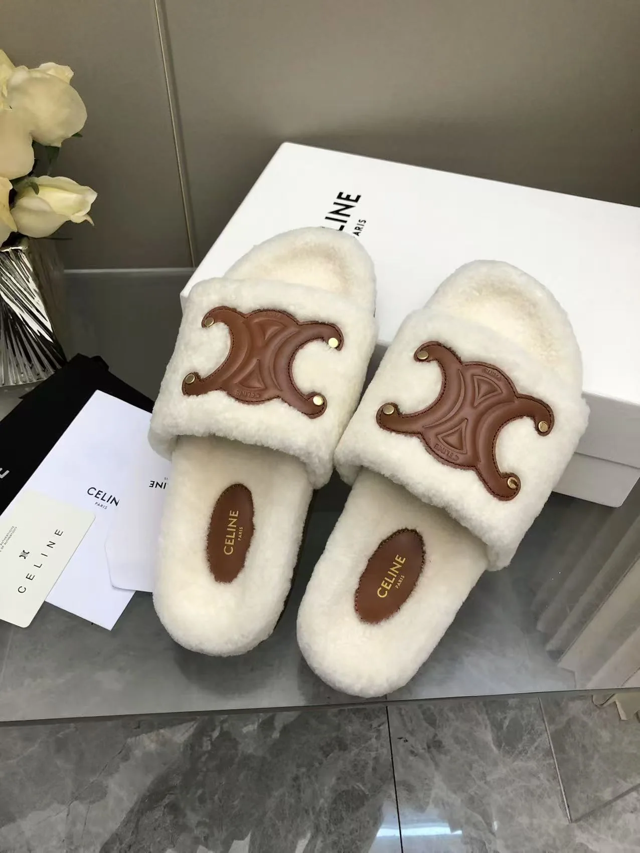 셀린느 개선문 로고 울 슬리퍼 상세 이미지 9