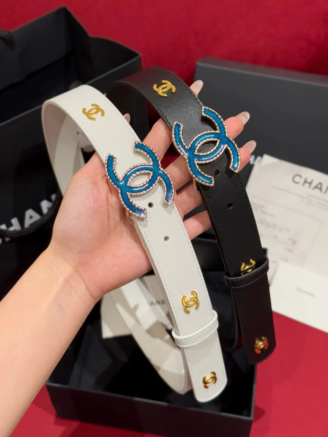샤넬 더블 C 로고 가죽 벨트 상세 이미지 2