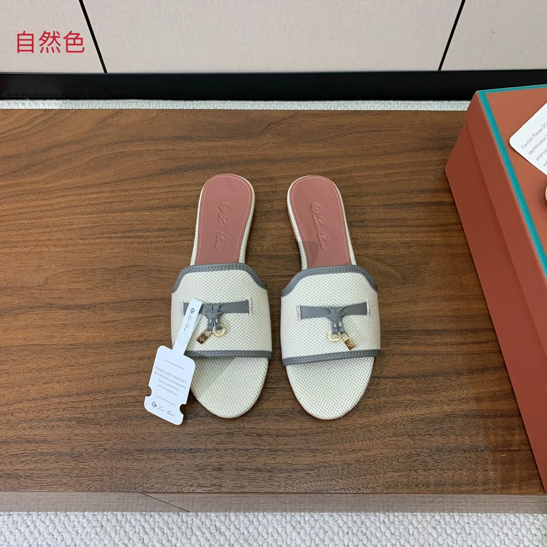 로로피아나 컬러 블록 플랫 샌들 상세 이미지 1