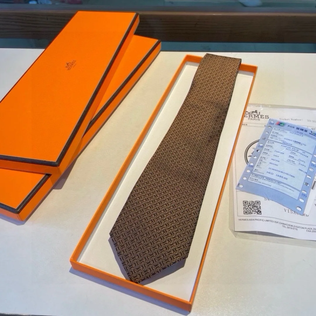 에르메스 H 로고 실크 넥타이 상세 이미지 3