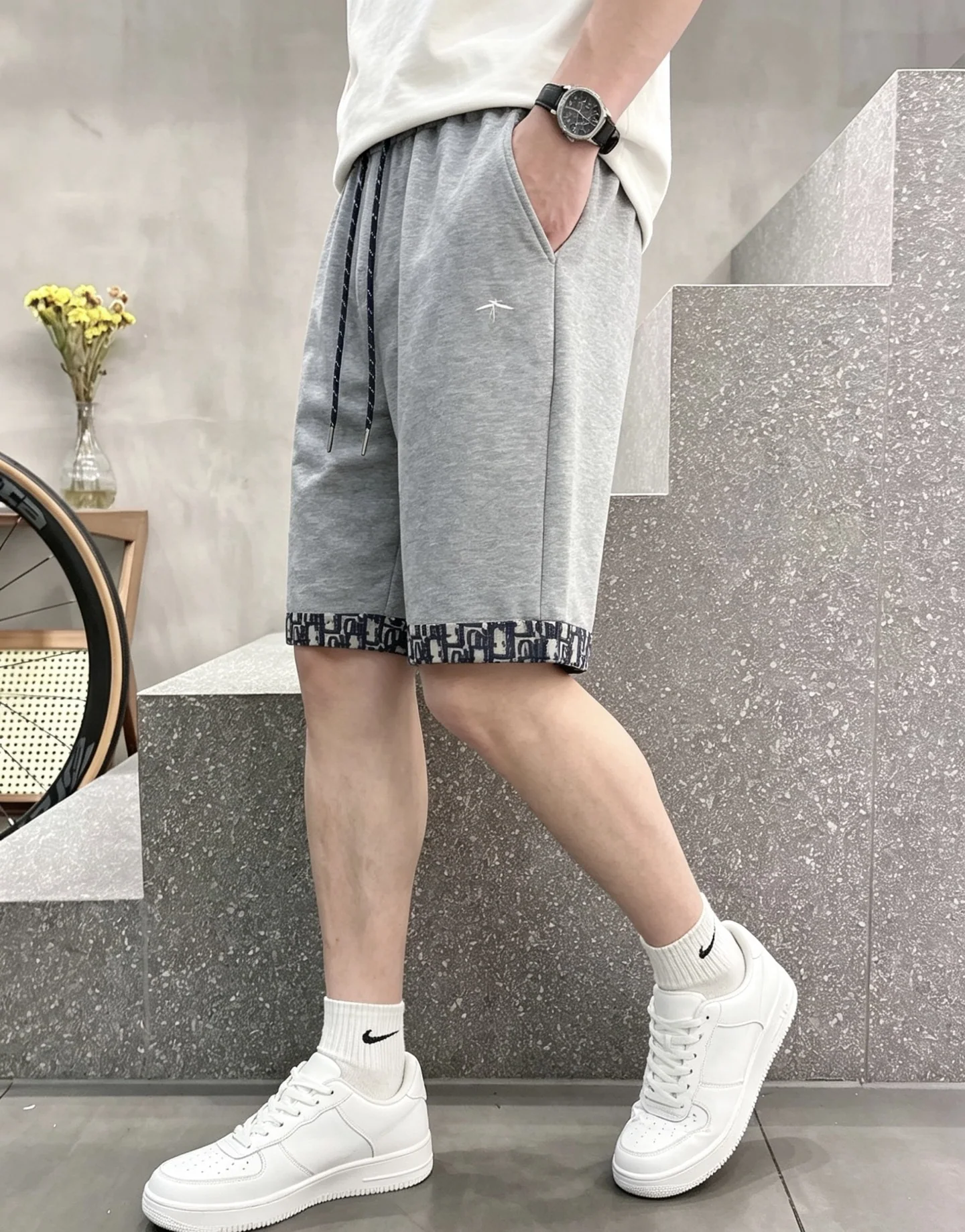 디올 남성 고급 코튼 반바지 상세 이미지 4