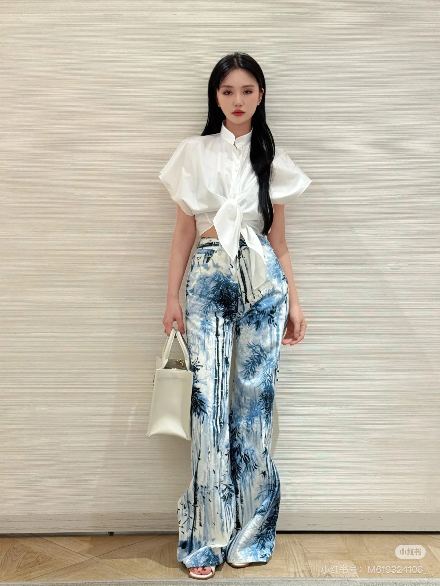 디올 여성 프린트 코튼 데님 바지 상세 이미지 3