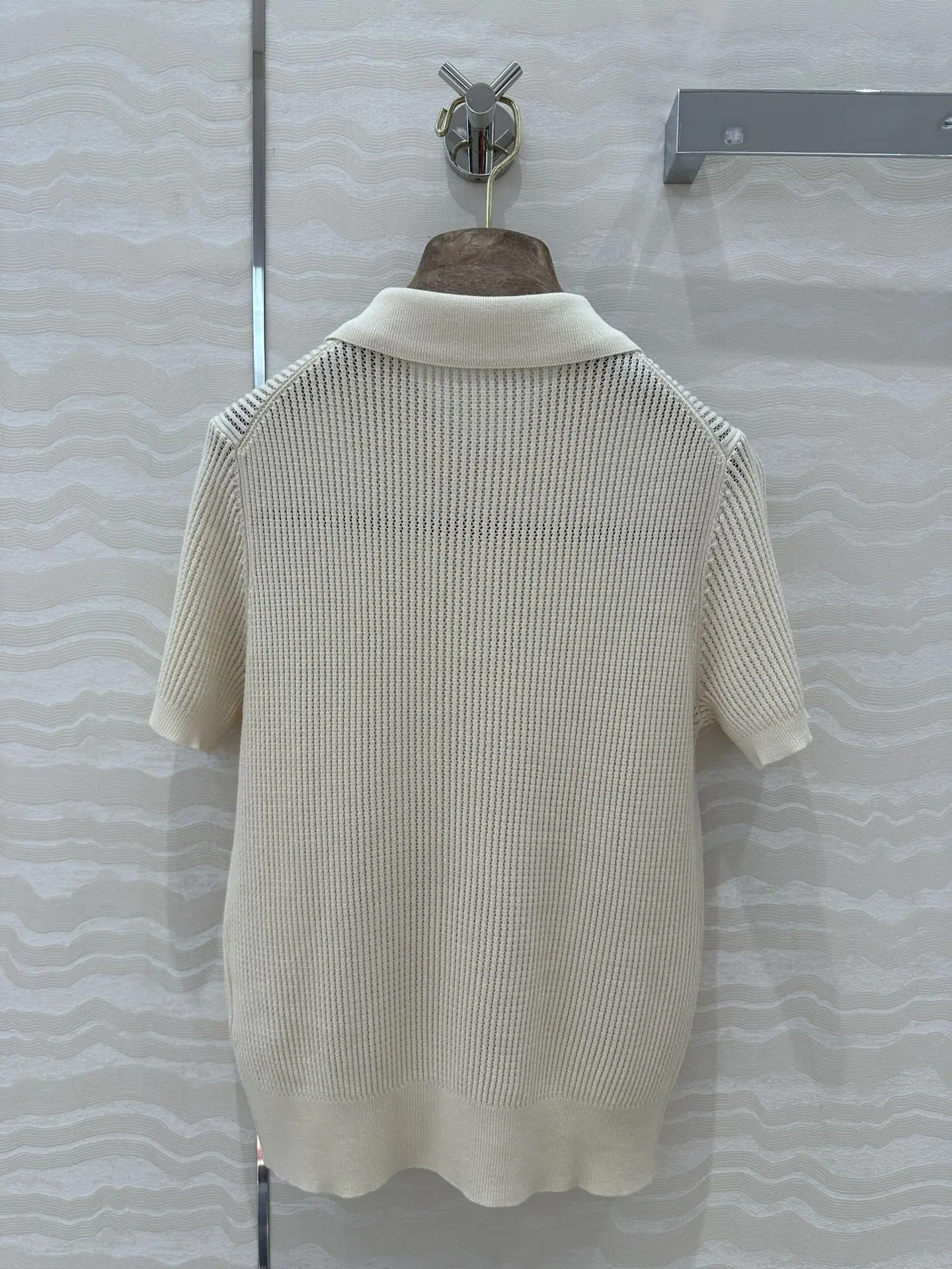 로로피아나 여성 린넨 메시 카라 반팔 탑 상세 이미지 9