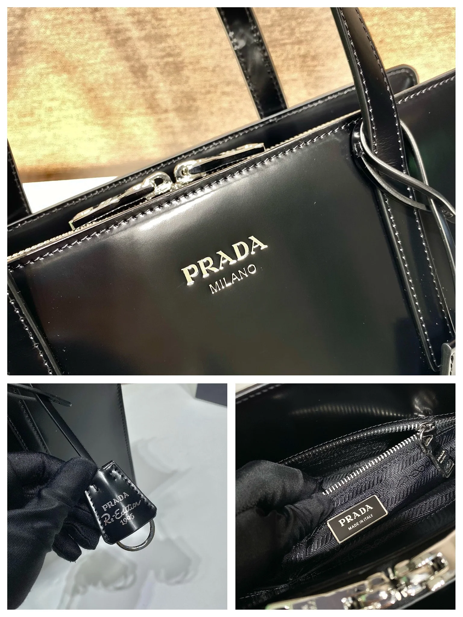 프라다 엠보싱 라벨 토트백 1BA350 상세 이미지 9