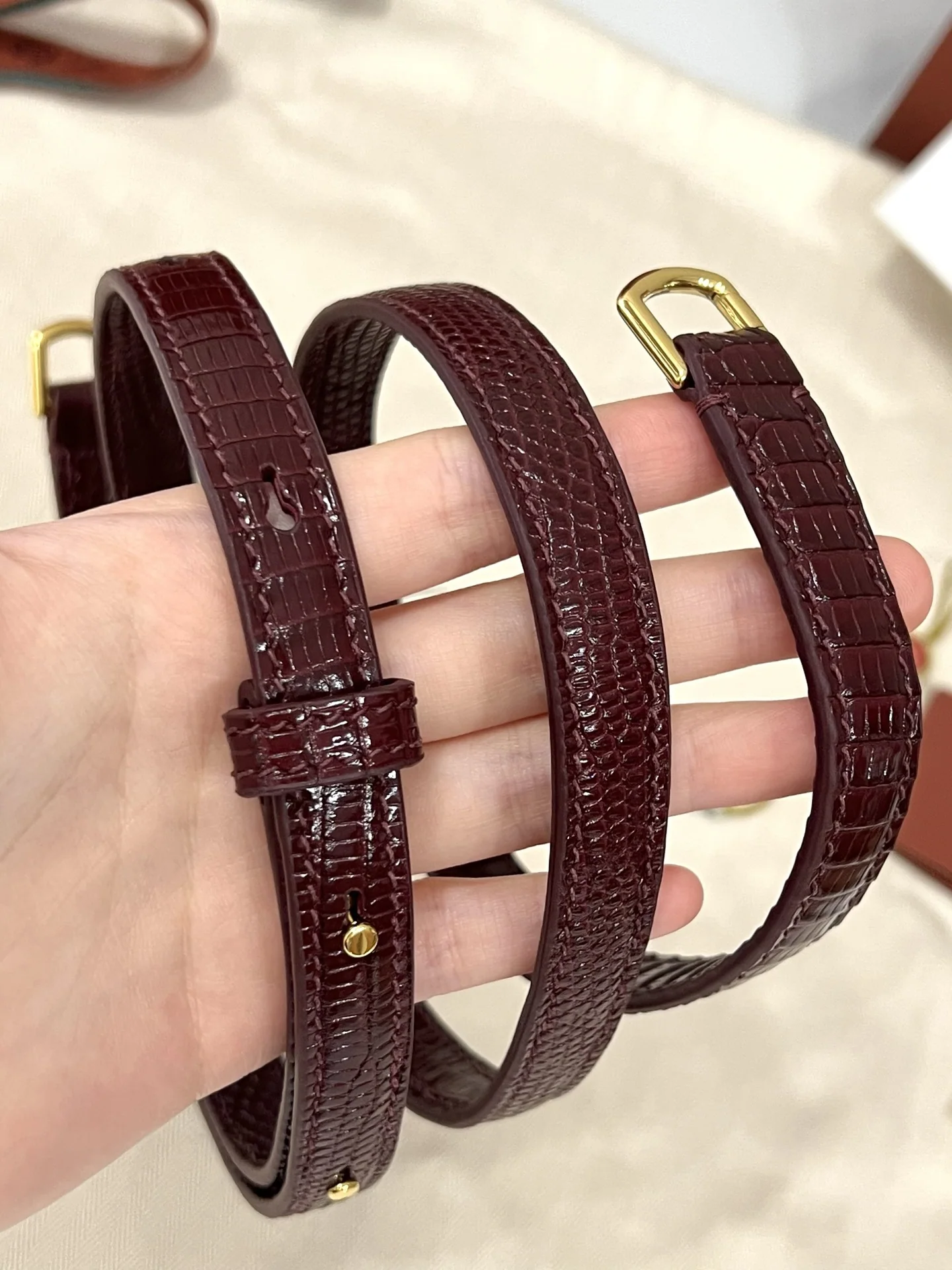 로로피아나 대나무 직조 도마뱀 가죽 핸드백 상세 이미지 9
