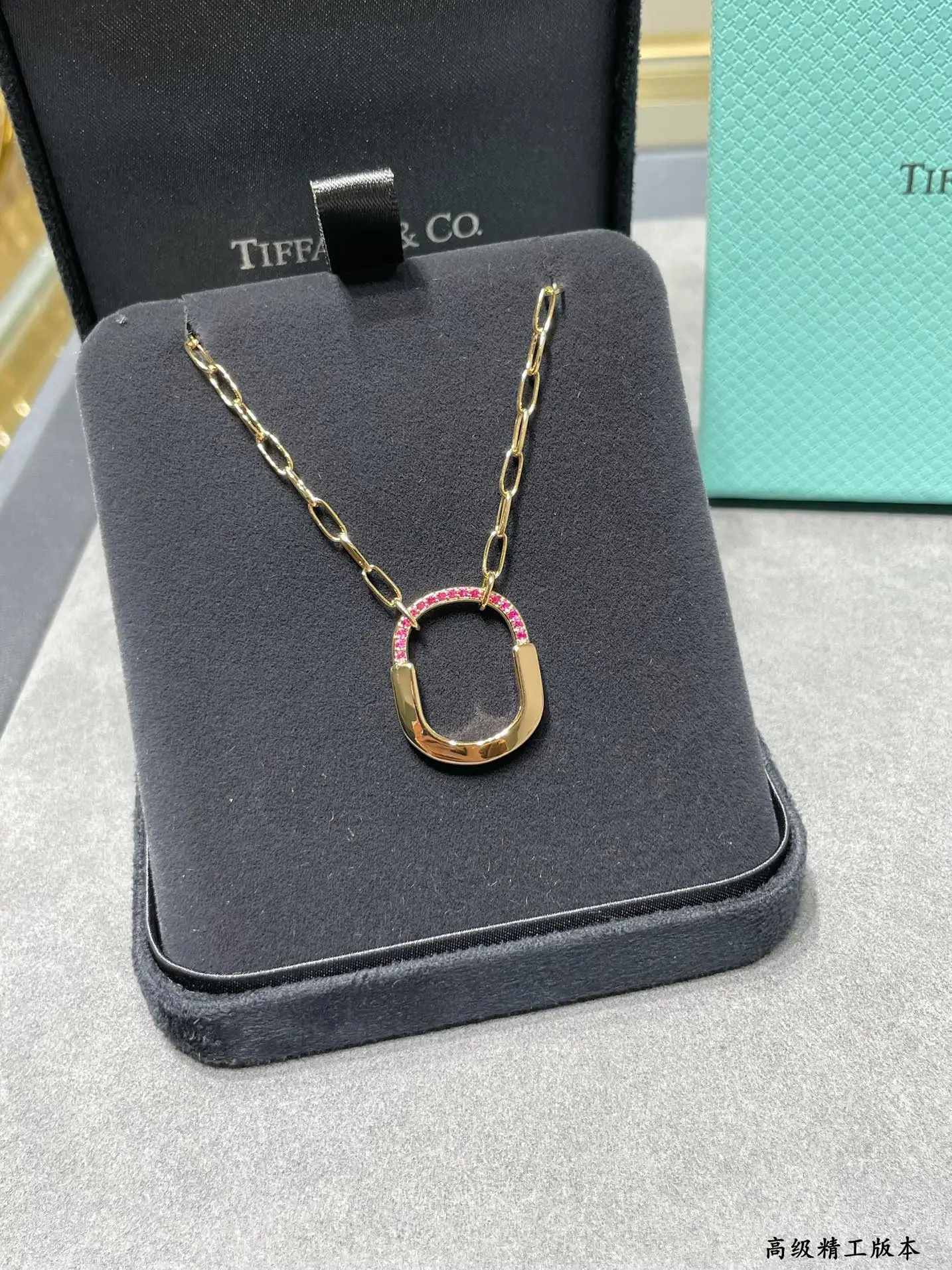 티파니 락 핑크 큐빅 목걸이 상세 이미지 6