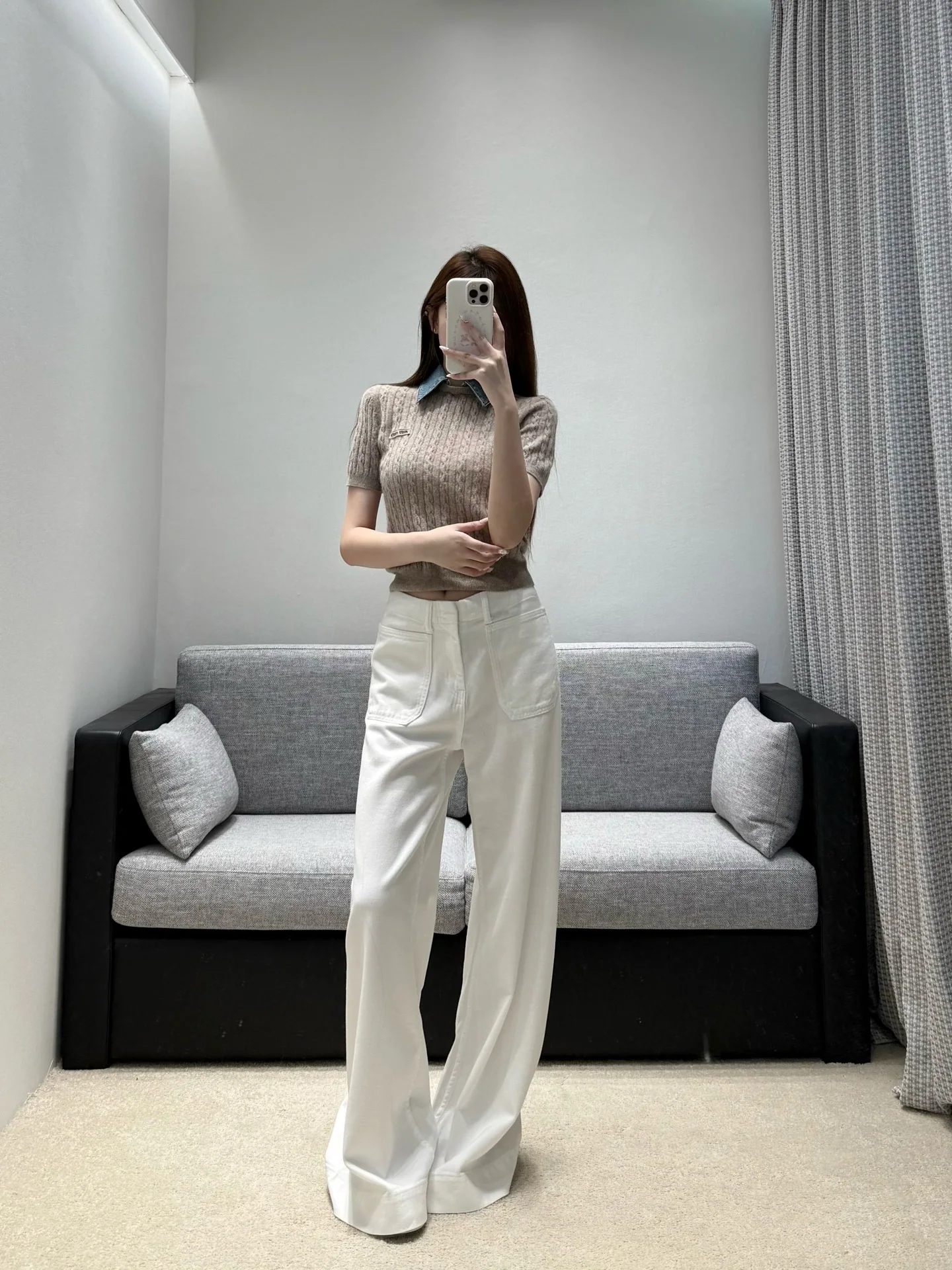셀린느 와이드 레그 하이웨이스트 여성 바지 상세 이미지 5