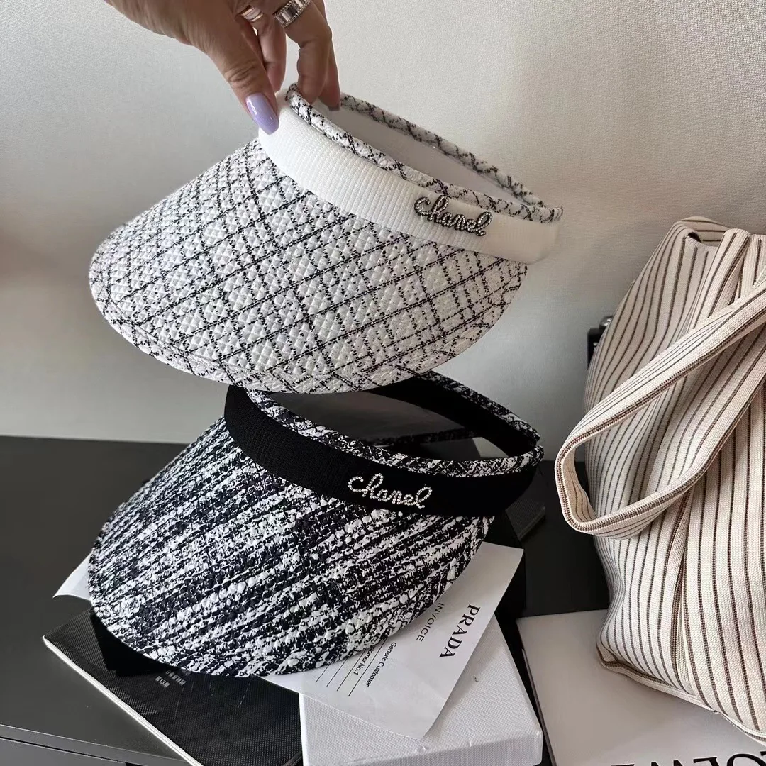샤넬 체크무늬 바이저 햇 모자 상세 이미지 3