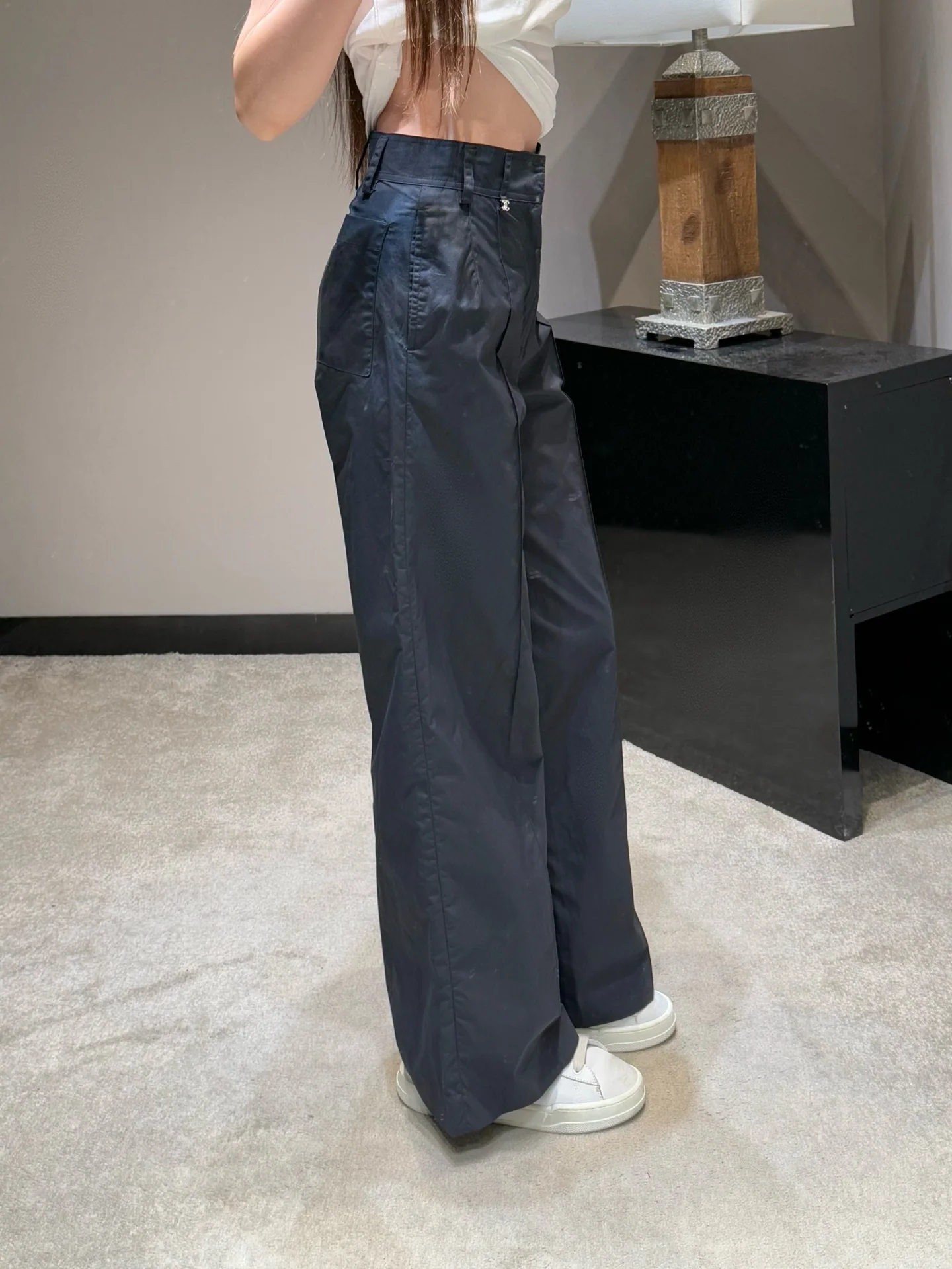 샤넬 더블 C 메탈 버클 네이비 여성 바지 상세 이미지 8