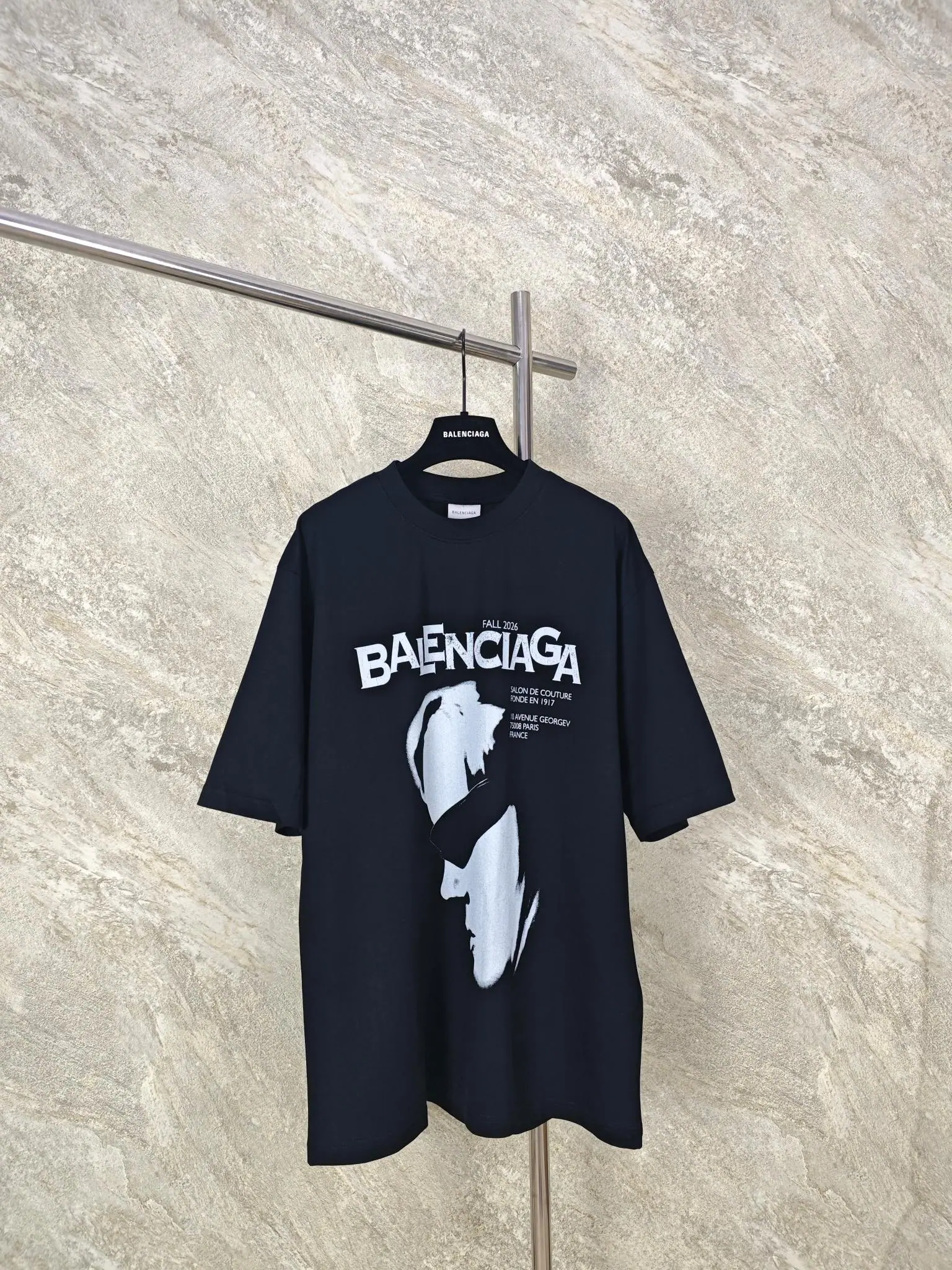 발렌시아가 빛과 그림자 프린트 남성 반팔 티셔츠 26SS