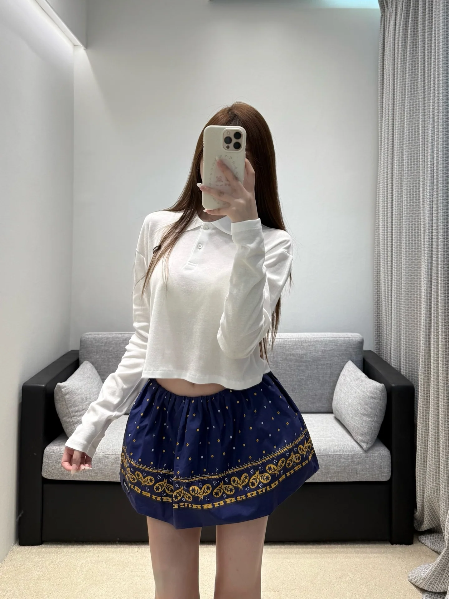 미우미우 크롭드 긴팔 탑 상세 이미지 7