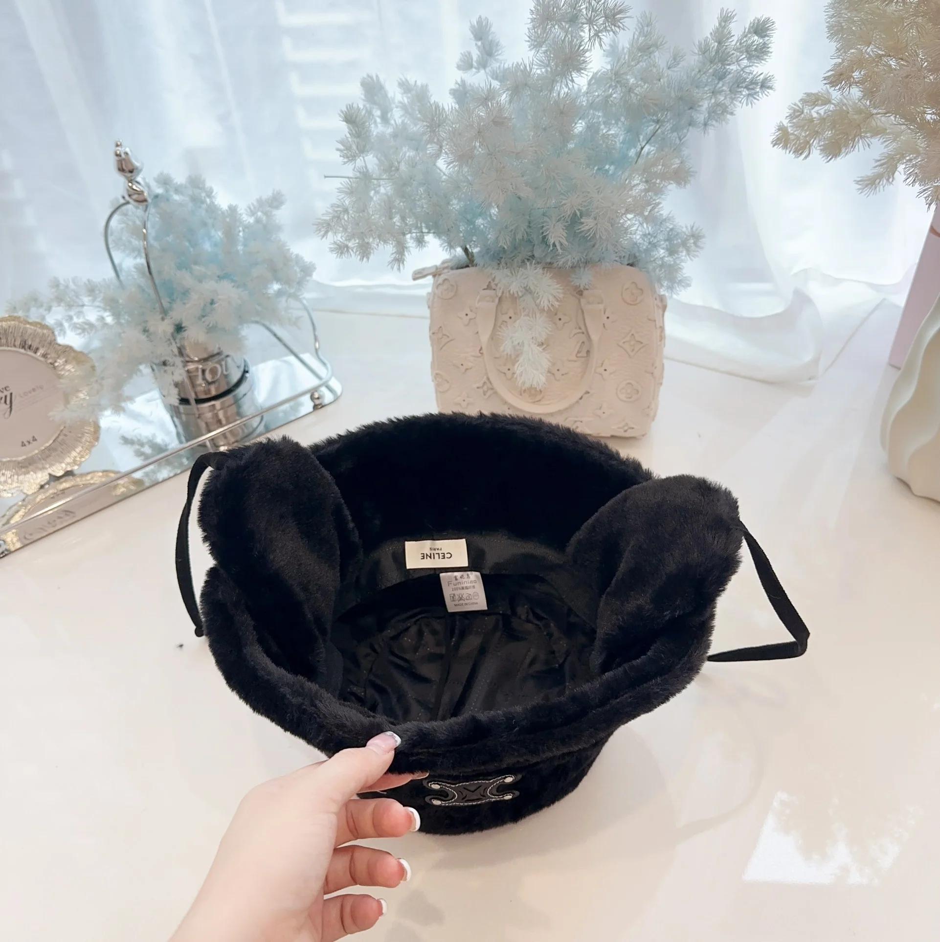 셀린느 인조 밍크 퍼 귀덮개 피셔맨 햇 상세 이미지 7
